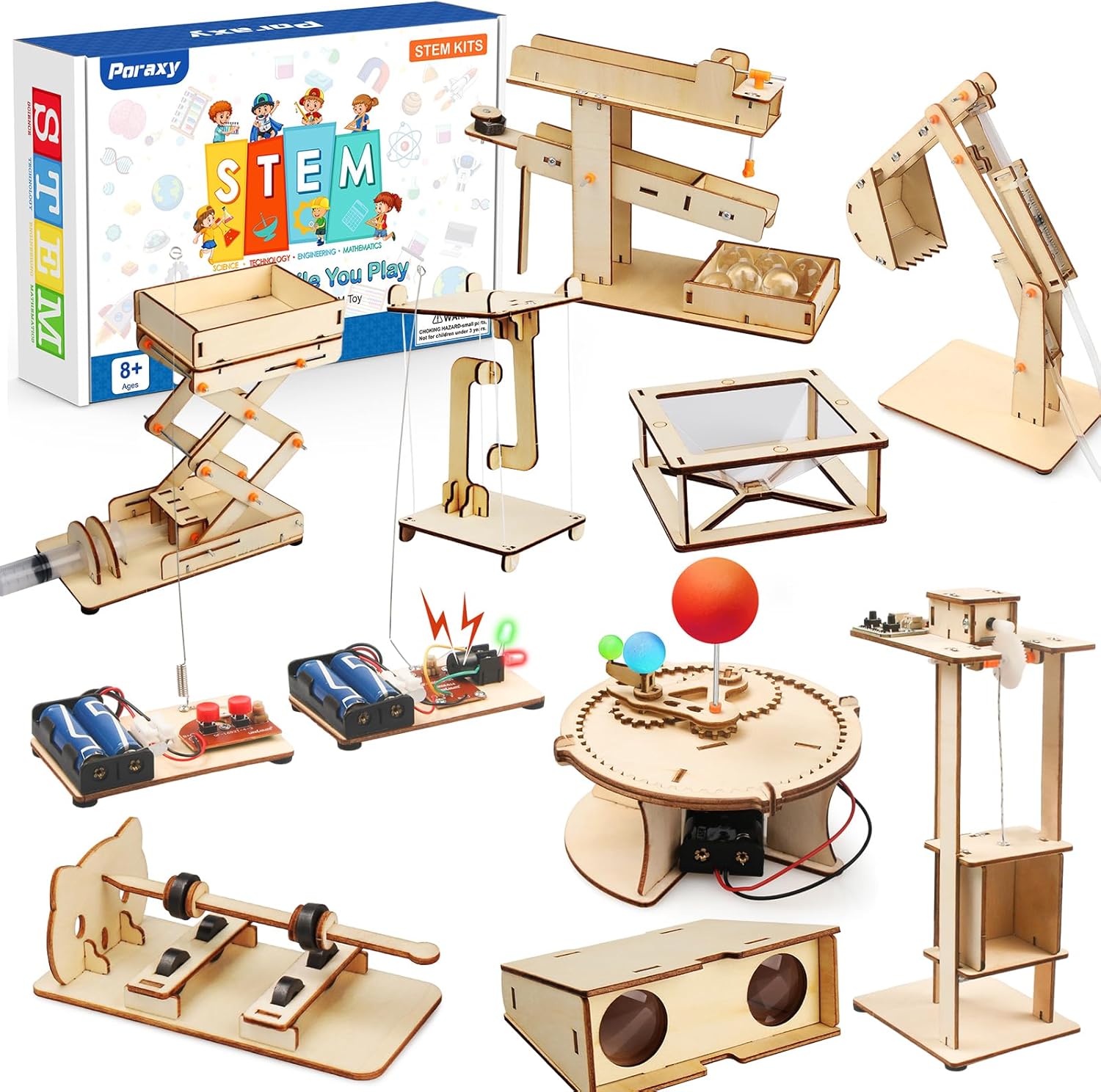 STEM Kits for Kids 8-10-12, Toys for Ages 8-13, Gifts for 8 9 10 11 12 13 Year Old Boys and Girls, Wooden 3D Puzzles, STEM Projects, Science Educational Crafts Building Kits