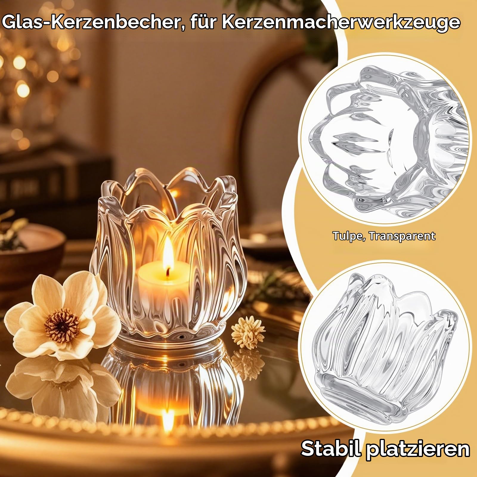 26 Stück Durchsichtiger Votivkerzenhalter Teelichthalter Aus Glas In Blumenform Teelichthalter Aus Dickem Glas In Großen Mengen Für Hochzeitsdekoration Geburtstag Jahrestag Parteien