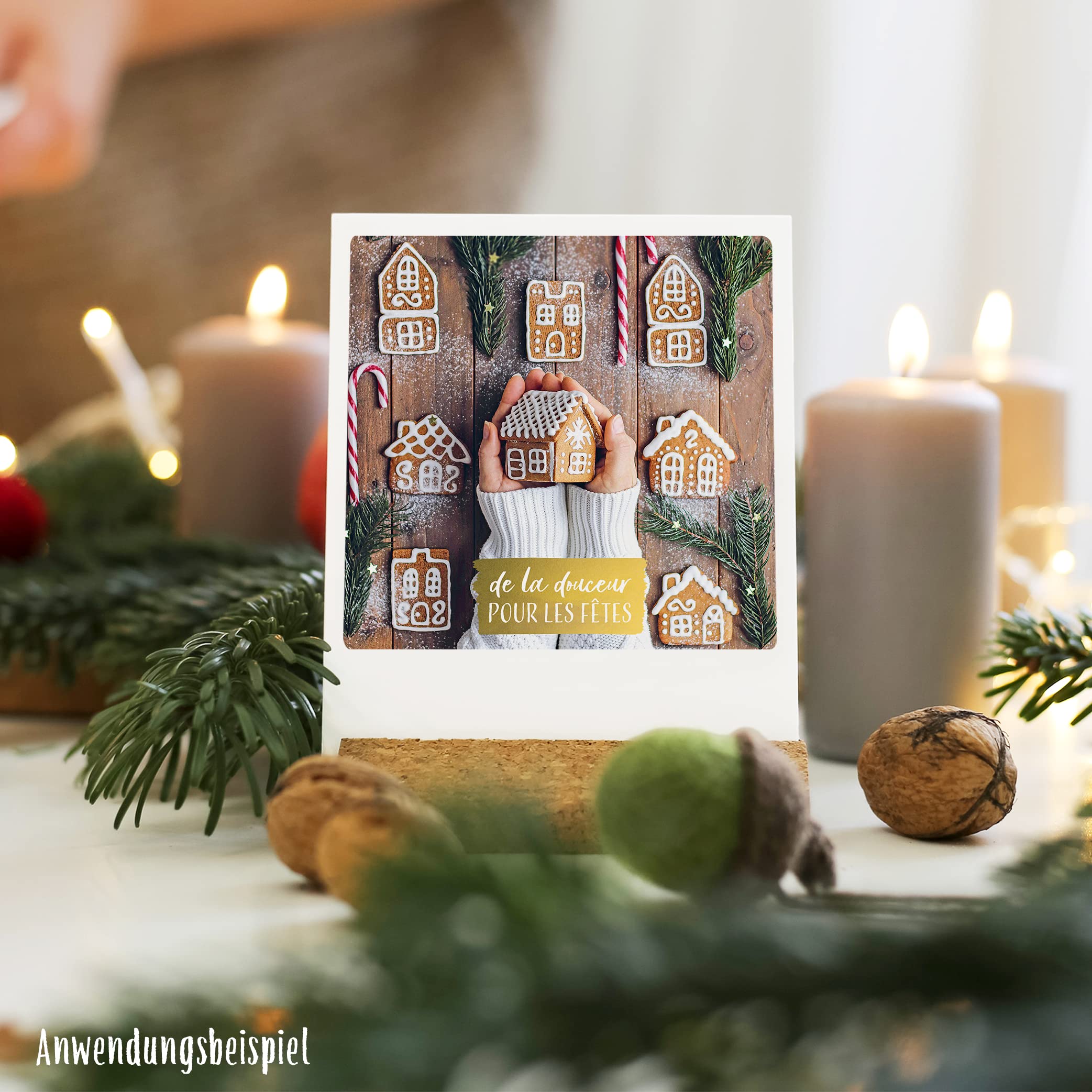 Set 6 Con Buste PICKMOTION - Set Di 6 Biglietti Di Auguri Di Natale Polaroid Con Decorazione Festiva Instagram Style