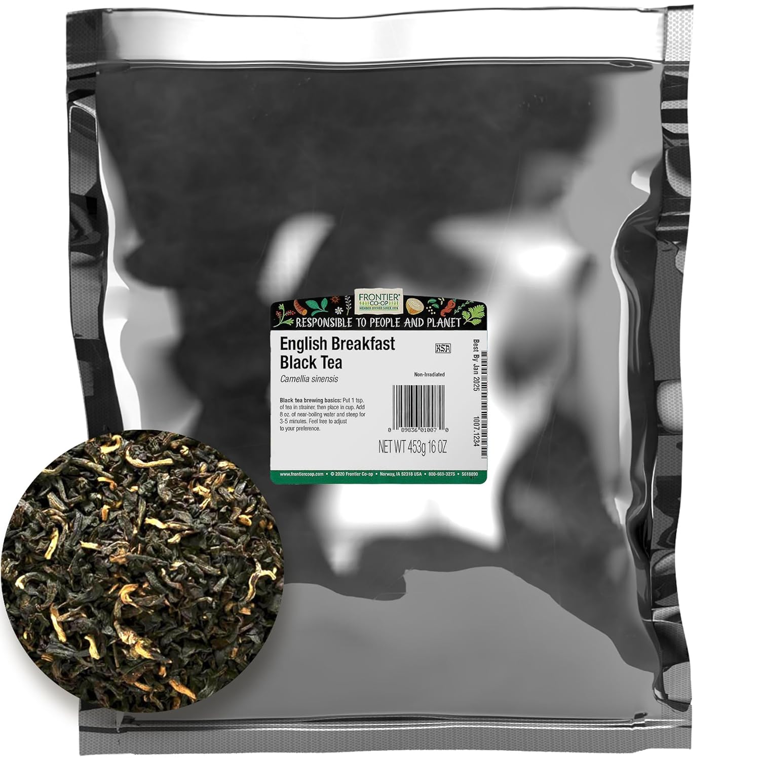 Frontier Herb Bulk Tea Black English Breakfast Traditional Blend, 1 Pound