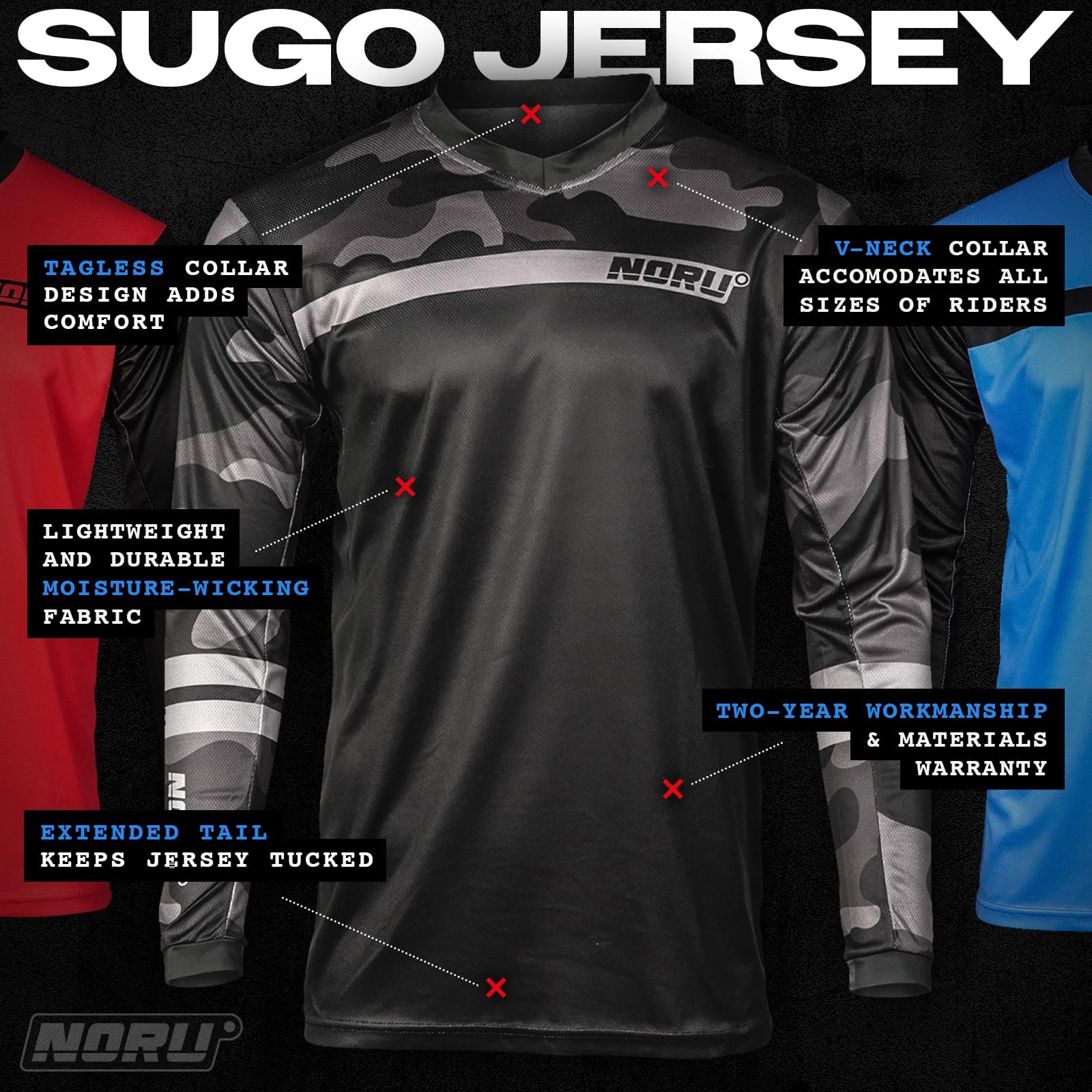 Noru Youth Sugo Off-Road Motorcycle Jersey Camo