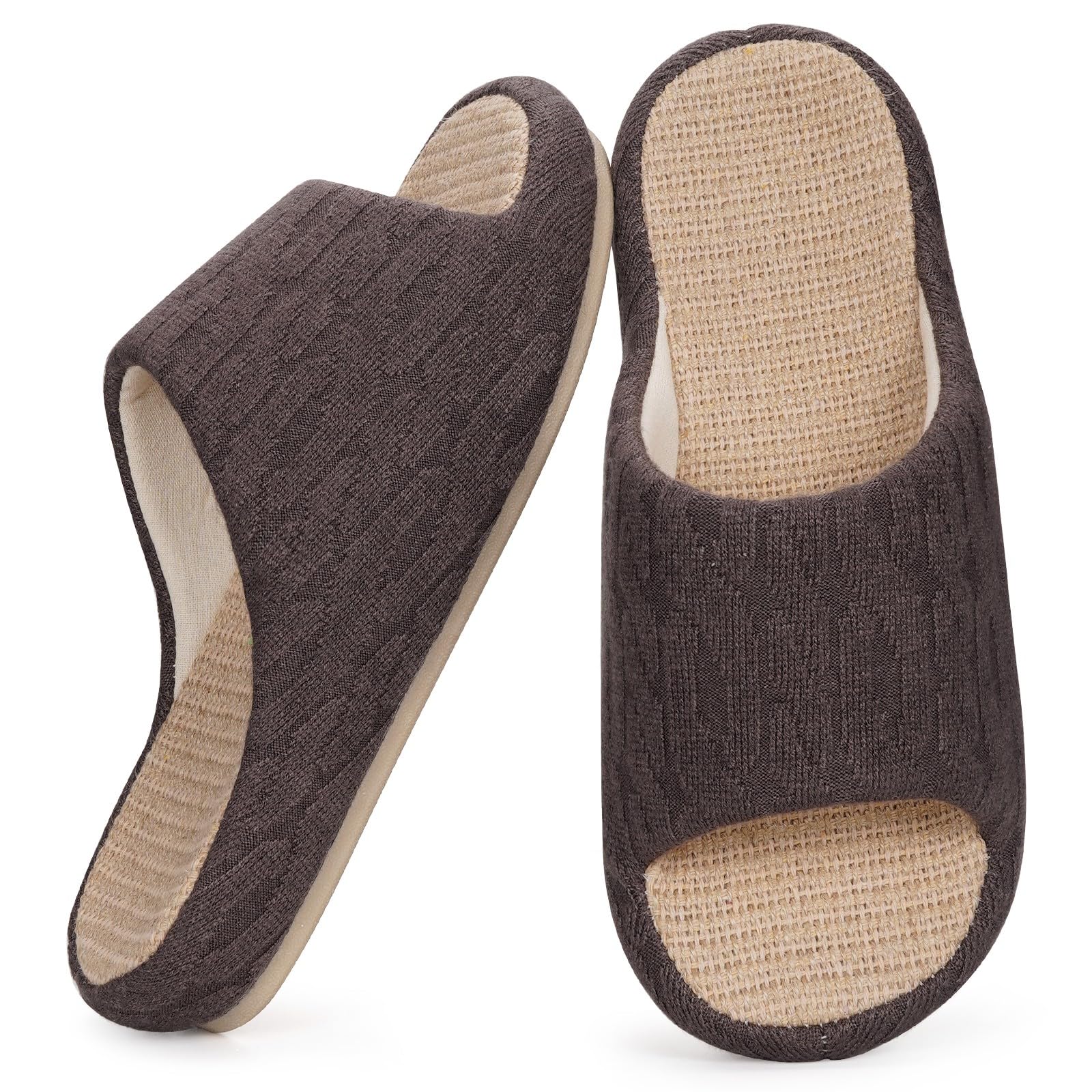 Eagsouni Pantofole di Lino Donna Antiscivolo in Cotone Casual Confortevole Ciabatte da casa Quattro Stagioni Morbide Pantofola