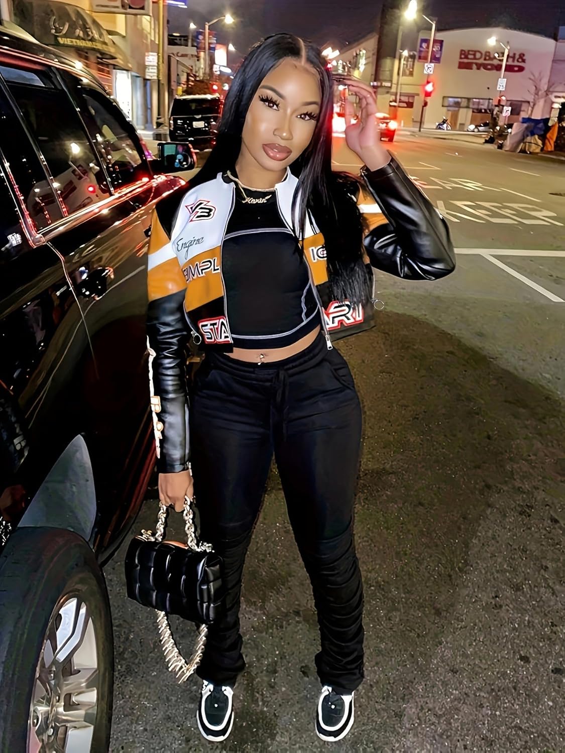 Women Pu Leather Jacket Long Sleeve Motocycle Crop Jacket Faux Leather Outwear Lightweight Women Coats - Image 4