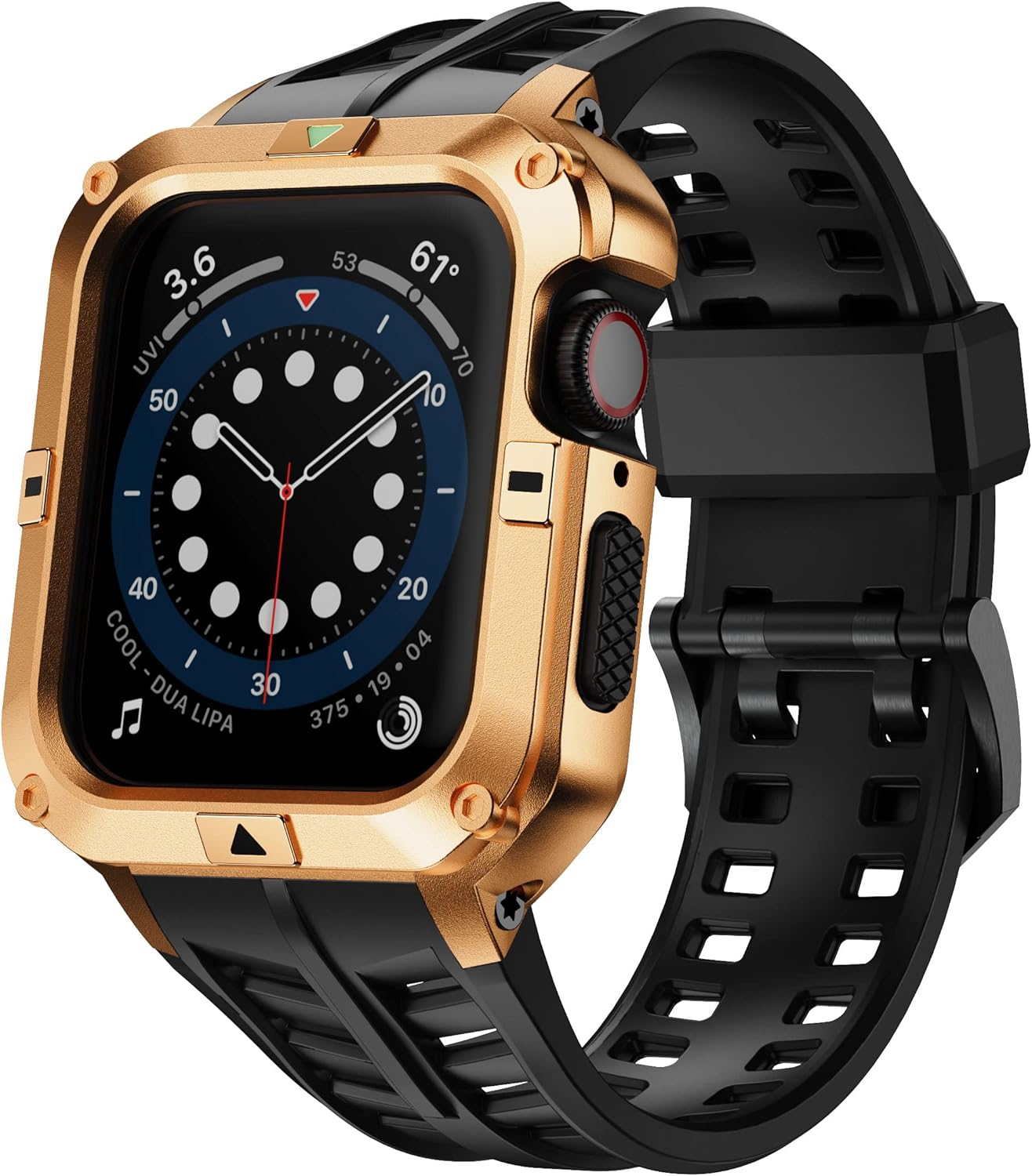 T-ENGINE Metal Case Compatible with Apple Watch Series 7/8/9 (45mm) for se Series 6/5/4 (44mm), One-Piece Metal Case with TPU Band for 45mm 44mm