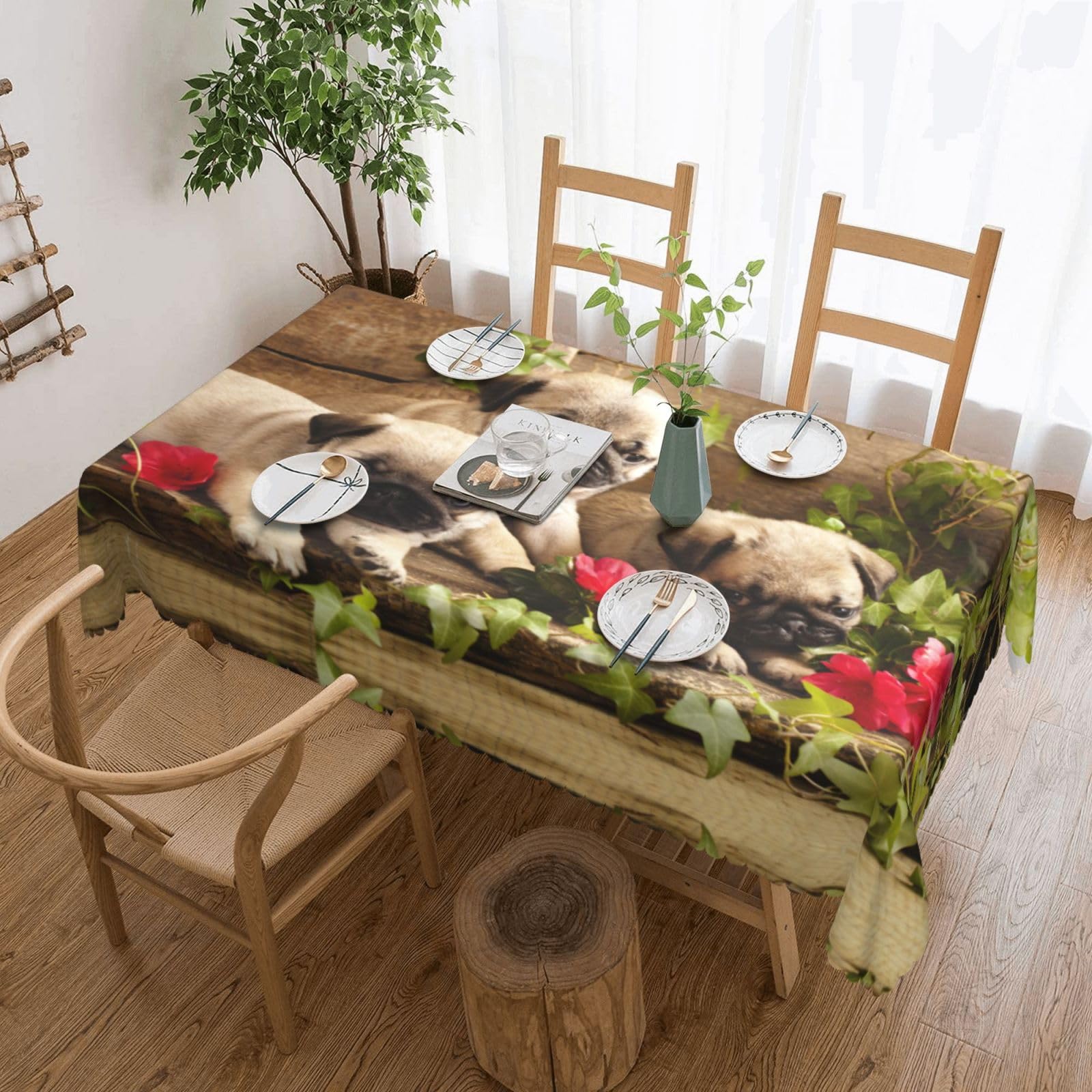 Nappe rectangulaire carlin 137x183 cm lavable pour table de cuisine