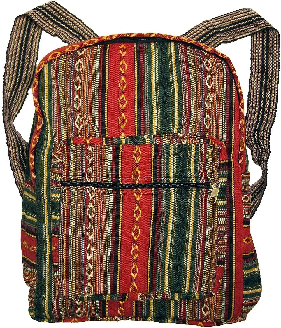 Original Collections Unisex Tribal Red Woven Cotton Ethnic Hippie Backpack or Daypack