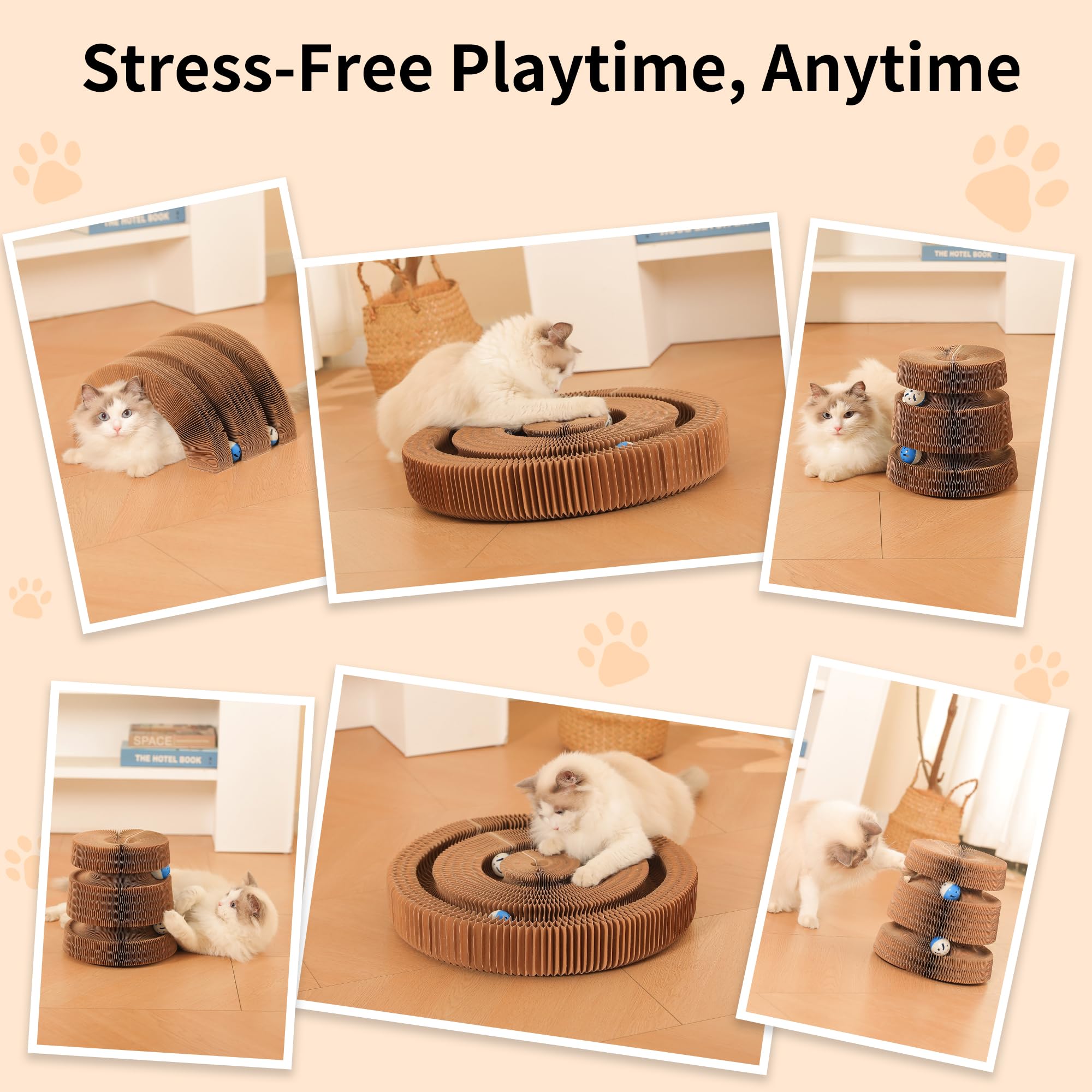 Magic Bridge Jouet pour chat – Grand tunnel pliable pour chat Kurlz, aimants durables améliorés, respectueux de l'environnement, pont interactif pour chat, jingle balles, exercice