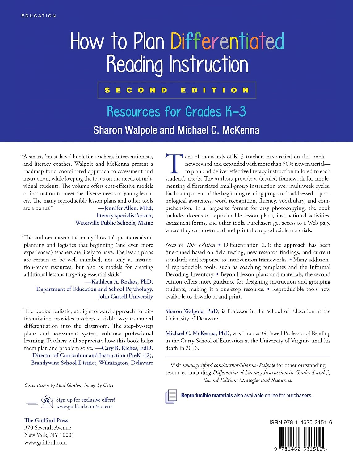 How to Plan Differentiated Reading Instruction: Resources for Grades K-3