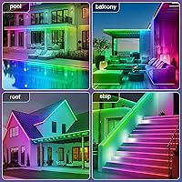 Vista 4 de zoegi 200ft Outdoor LED Strip Lights Waterproof,Music Sync RGB IP68 Outside Led Light Strips Waterproof with App and Remote,Exterior Led Rope Lights