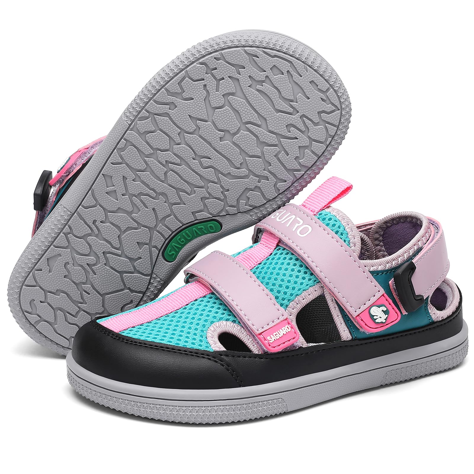 SAGUARO Sandales Barefoot Enfant à Bout Fermé Chaussures d’Été Respirantes avec Scratch, Bout Large et Zéro Drop