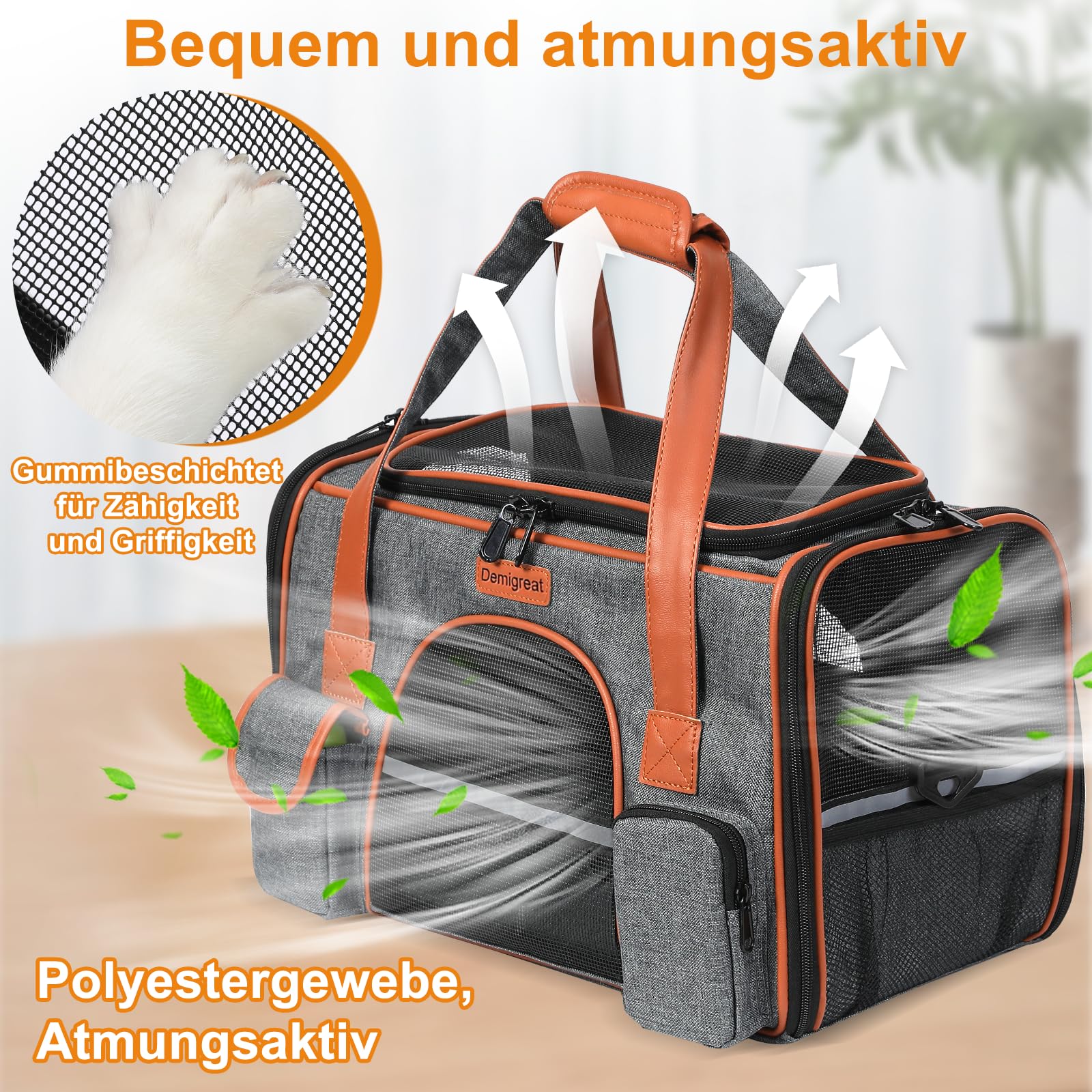 Bolsa de transporte plegable para gatos y perros de hasta 7 kg, transpirable, para perros medianos y gatos pequeños, bolsa de transporte para perros Katzentrageta