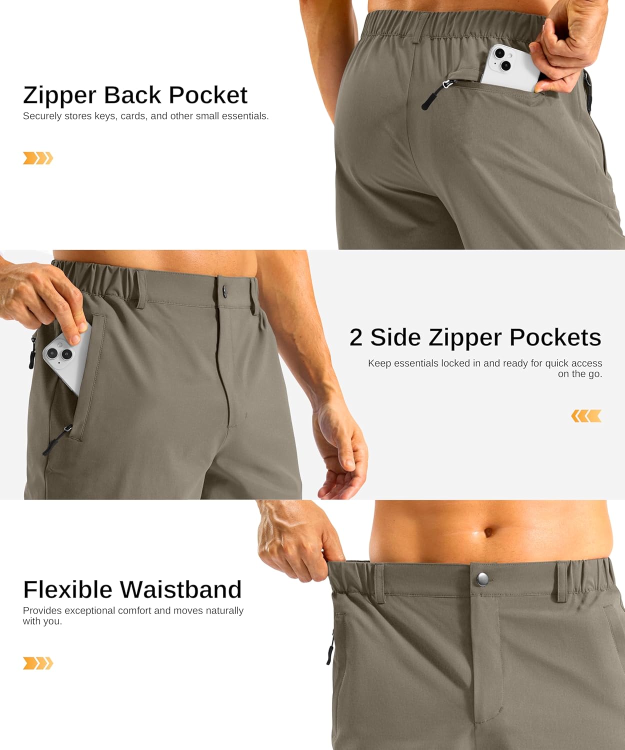 G GRADUAL Men's Shorts 11" Lightweight Casual Golf Shorts for Men Hiking Work Outdoor Stretch Quick-Dry with 3 Zipper Pockets - Image 3