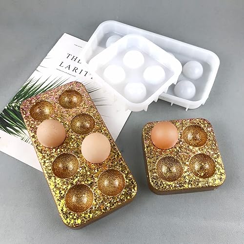 Miniatura 5 de 2 piezas de resina para soporte de huevo, molde de silicona apilable, bandeja de huevos epoxi, bandeja multifunción con 8 ranuras, 4 ranuras para