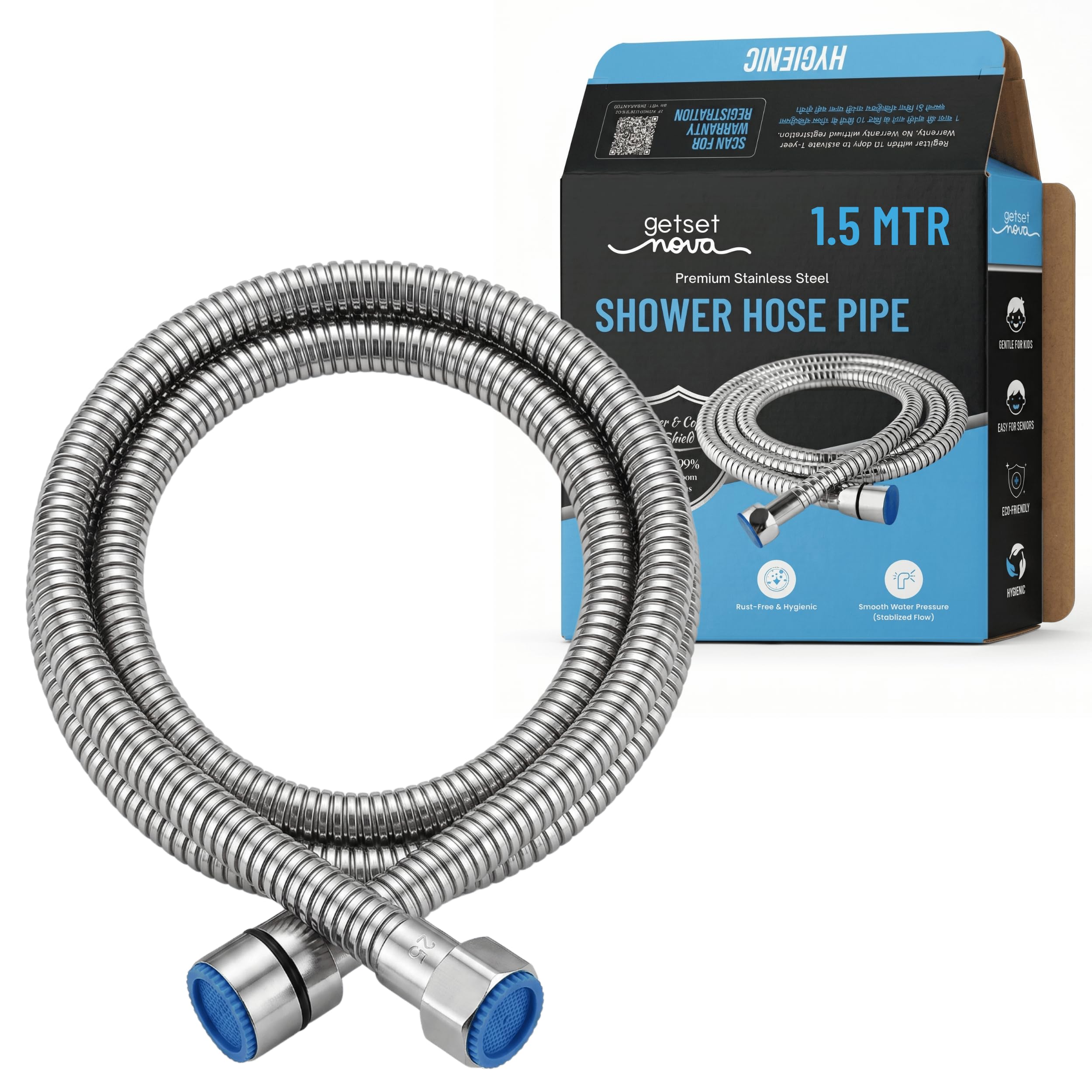 Health Faucet Stainless Steel Jet Spray Gun for Toilet | Silver & Copper Ion Shield Kills 99% Germs | Leak-Proof Bathroom with 1.5 mtr Hose 1 Year Warranty (Jet Spray Pipe)-image-29