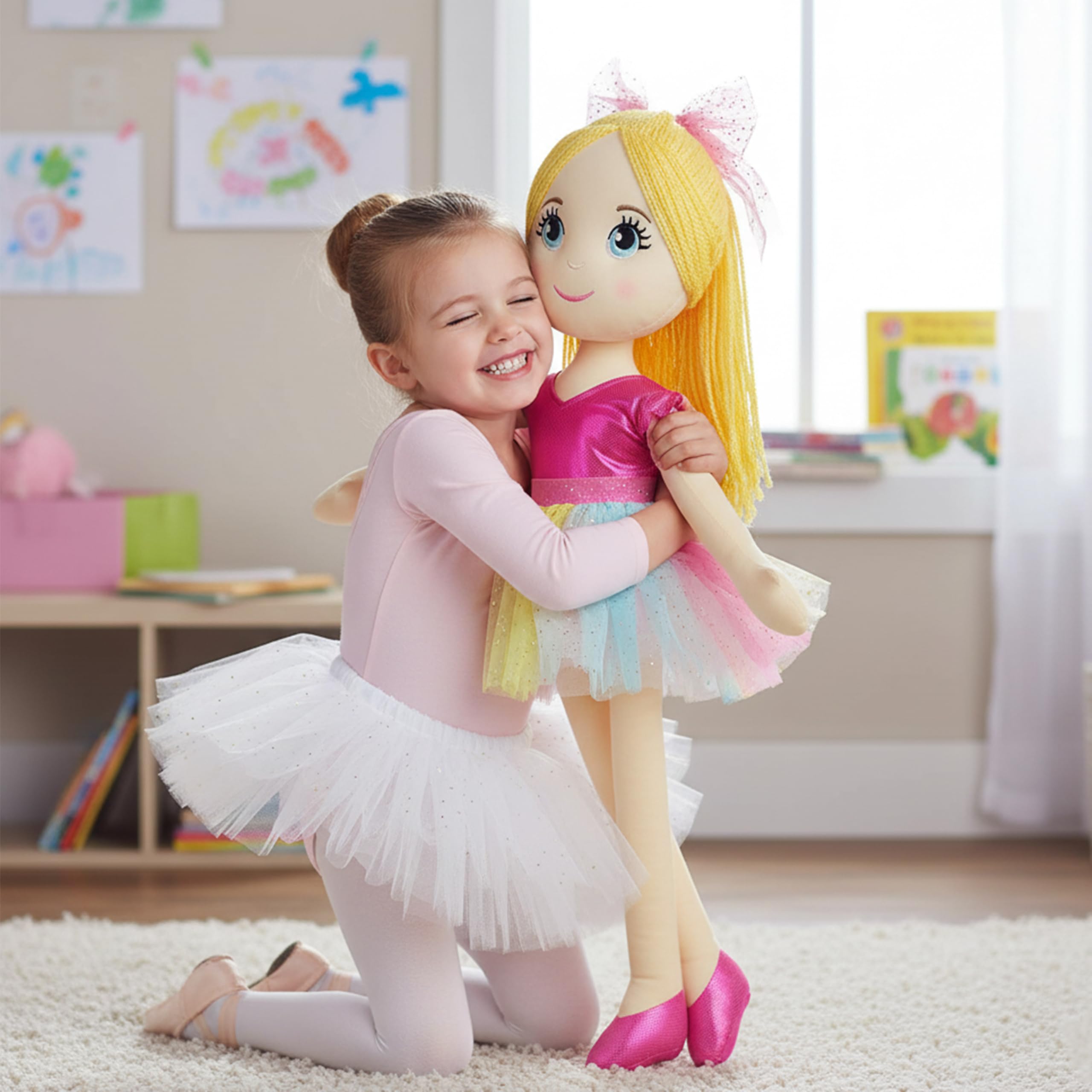 Lullaberry 80cm XL Ballerina Princess Polina - Stuffed Plush Life Size Soft Doll - Pink Outfit - Gift for Toddlers and Little Girls - Image 3
