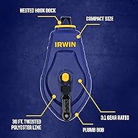 Vista 3 de IRWIN Tools STRAIT-LINE - Carrete de tiza compacto, con tiza azul, 30 pies (IWHT48440BC)