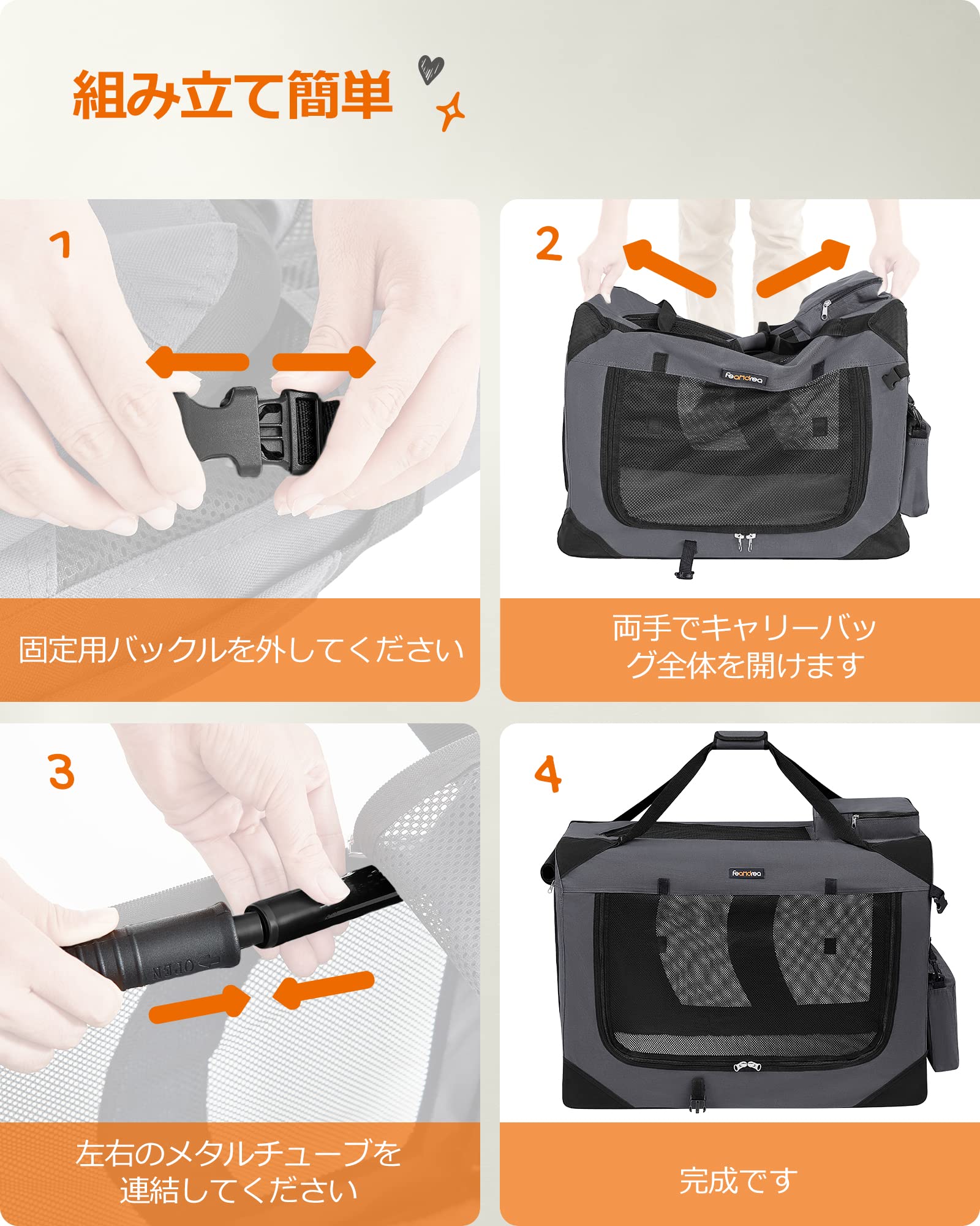 Amazon.co.jp: FEANDREA キャリーバッグ 中大型犬 ペットキャリー 変形
