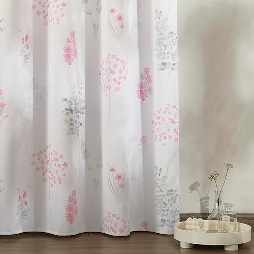 Miniatura 3 de XTMYI 2 paneles de cortinas de guardería para niña, 80% opacas, estampado de acuarela neutra con estampado floral, cortinas bohemias para dormitorio