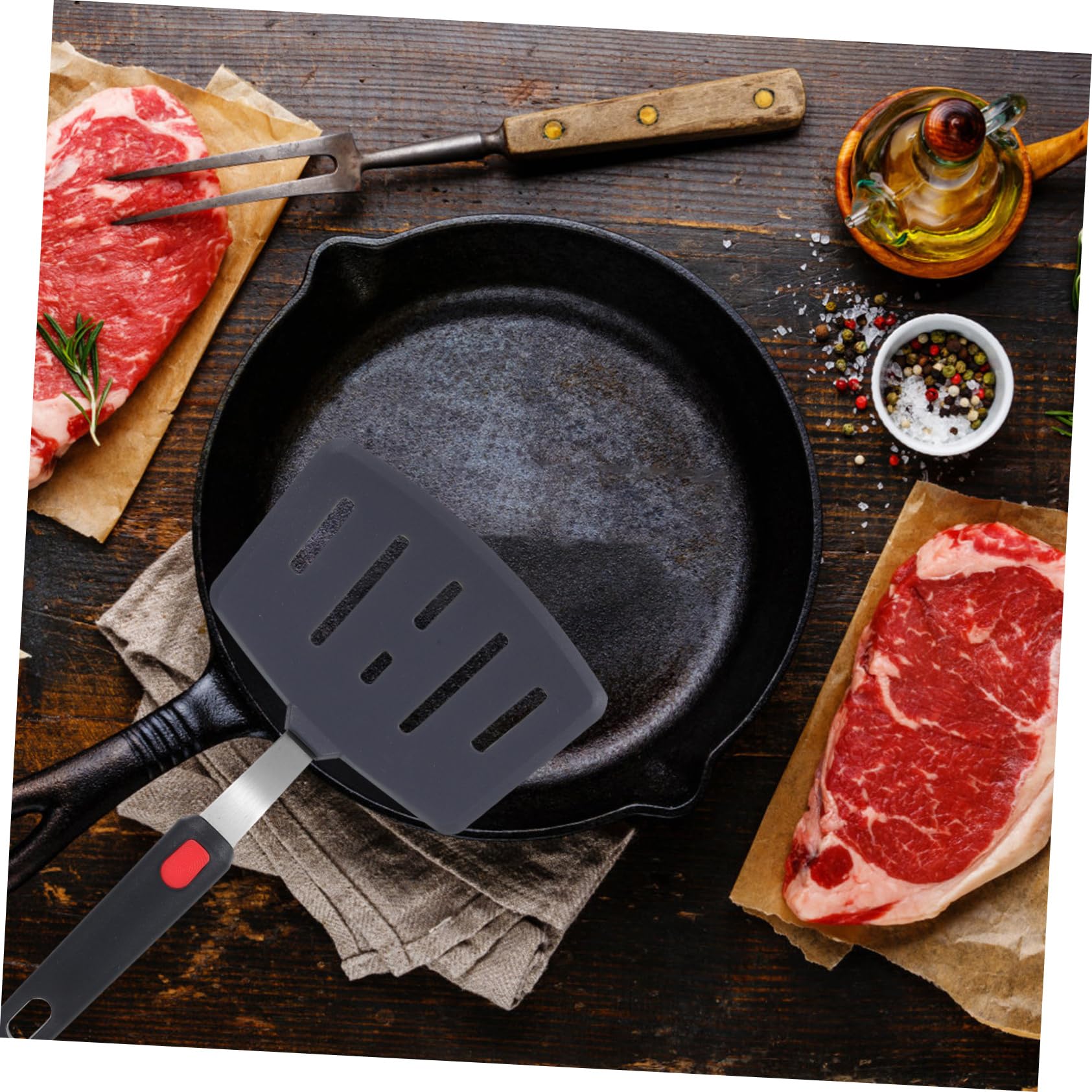 Cabilock Spatule en silicone avec fentes, résistante à la chaleur, flexible, large spatule pour revêtements antiadhésifs de cuisine