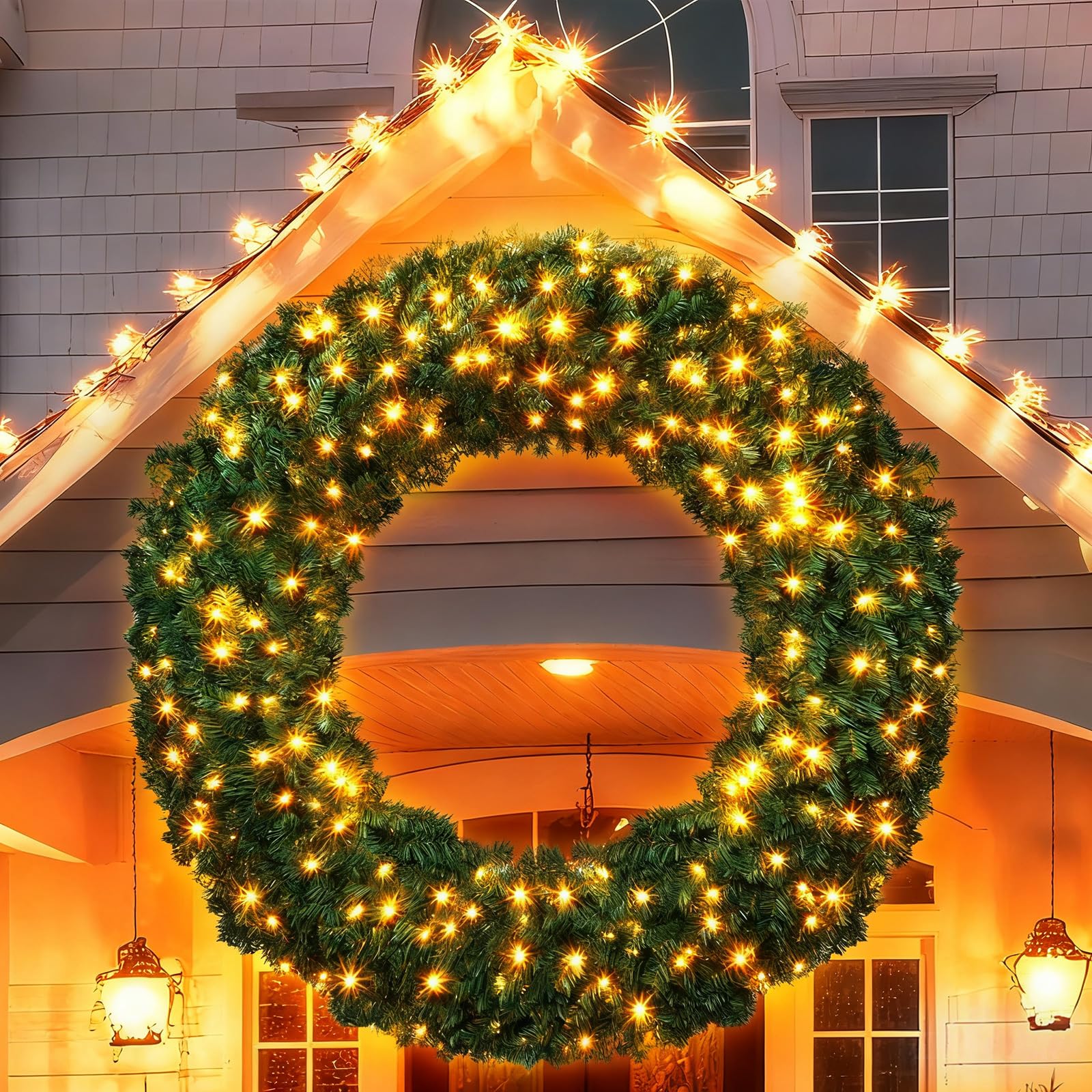 Couronne de Noël pré-éclairée 152,4 cm grand format sapin artificiel lumineux