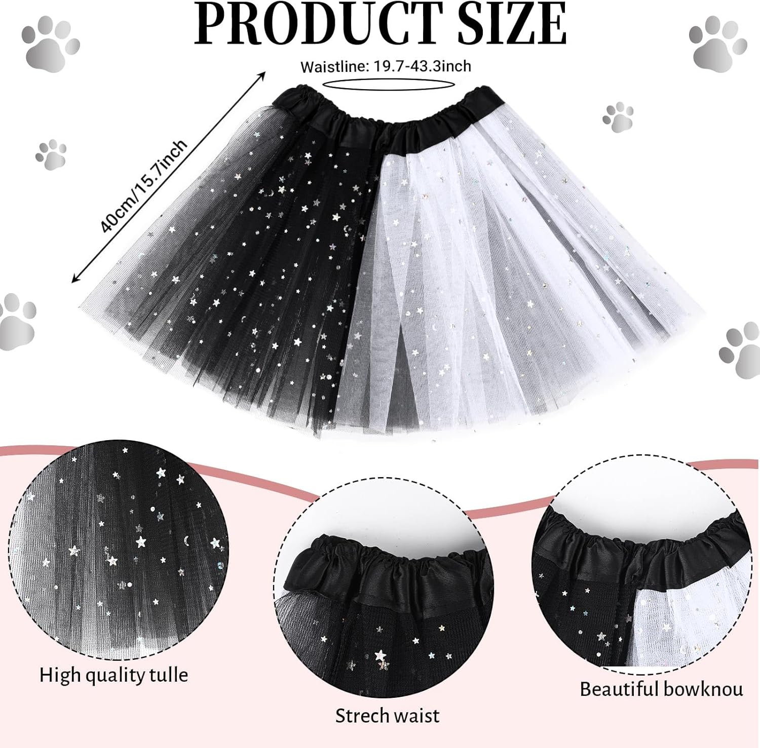 6 Pcs Cat Costume Include Headband Tail Tutu Skirt Bow Tail Gloves Socks for Women Girls Halloween Dress Up - Image 2