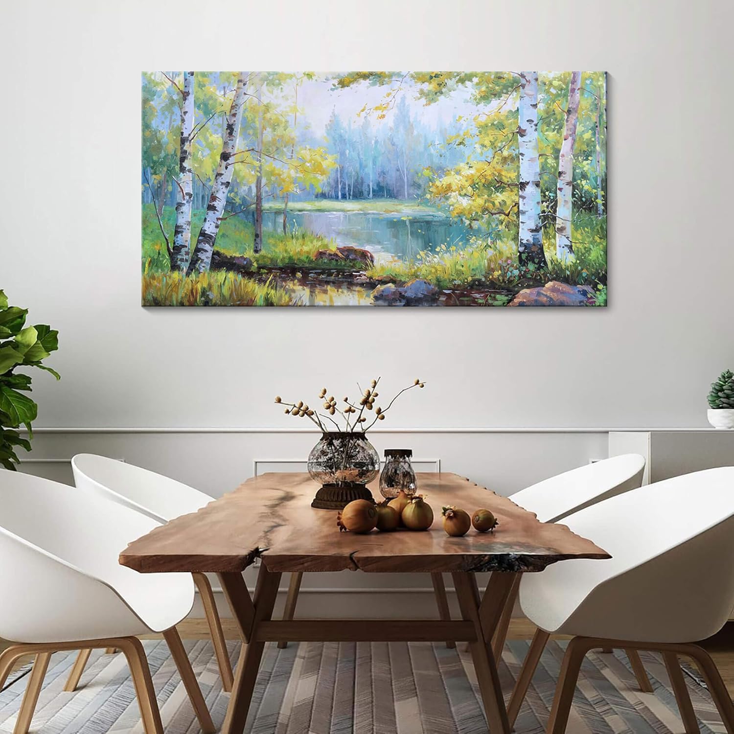 Wall Art for Living Room Large Modern Wall Decor Canvas Paintings for Wall Decoration Forest on blue Background Bedroom Office Artwork greenr Art Prints Framed