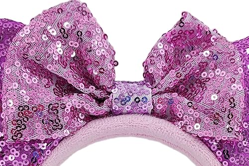Miniatura 3 de WW-WONDERFULWORLD Diademas de orejas de ratón moradas con lazo, copo de nieve y lentejuelas para niñas, para disfraz de princesa de dibujos