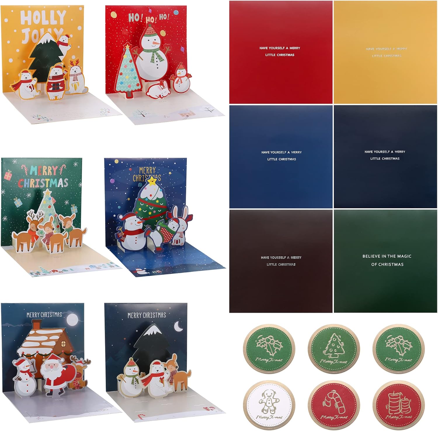 Sailimue 3D Christmas Greeting Cards 6PCS Happy Holiday