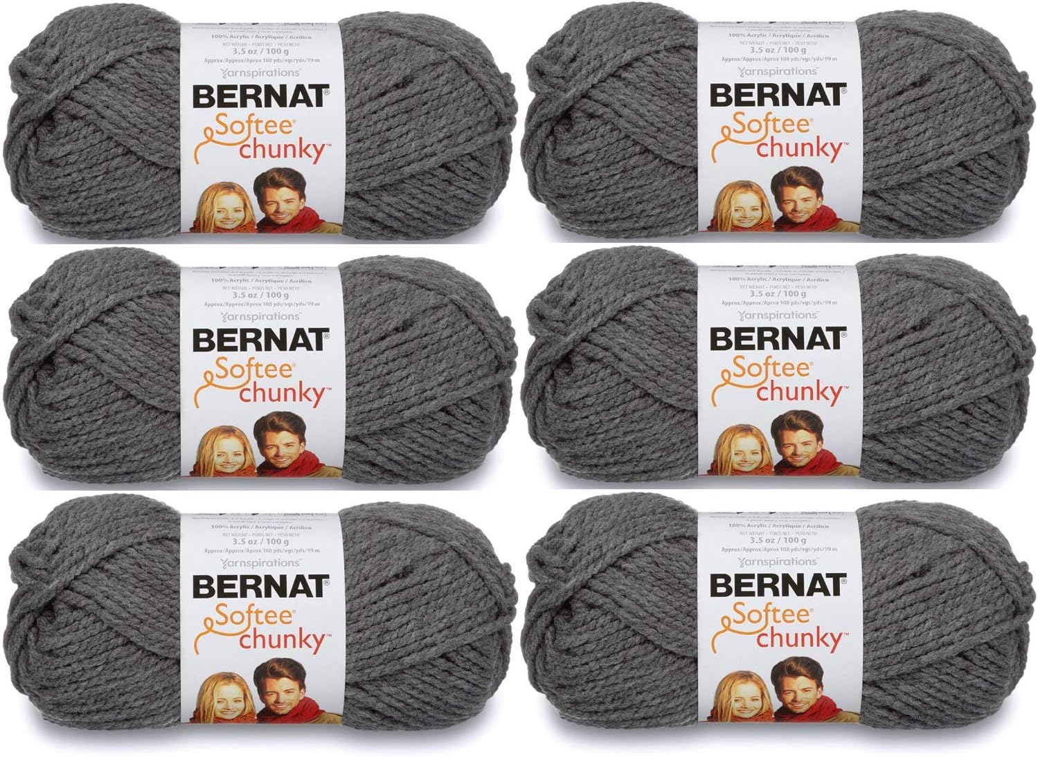 Softee Chunky Yarn (6-Pack) True Grey 161128-28044