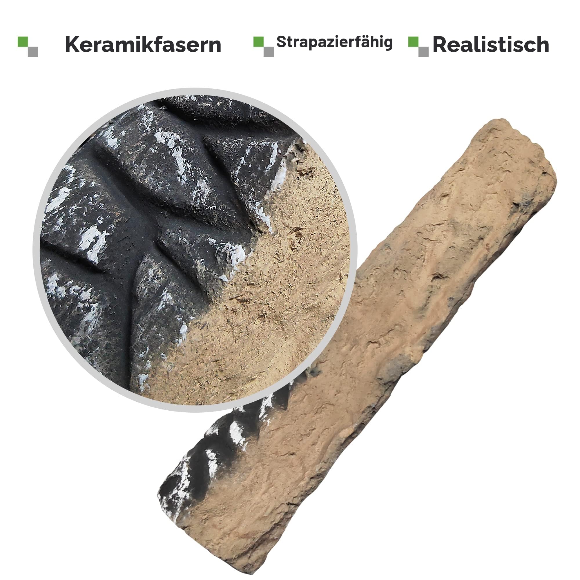 ATR Art To Real 10-teiliges Keramikholz-Set Deko-Holz für Bio-Ethanol und Gas-Kamine Propan, Elektro, Gas, Kamindekor, Kunstholz für den Außenbereich und den Innenbereich