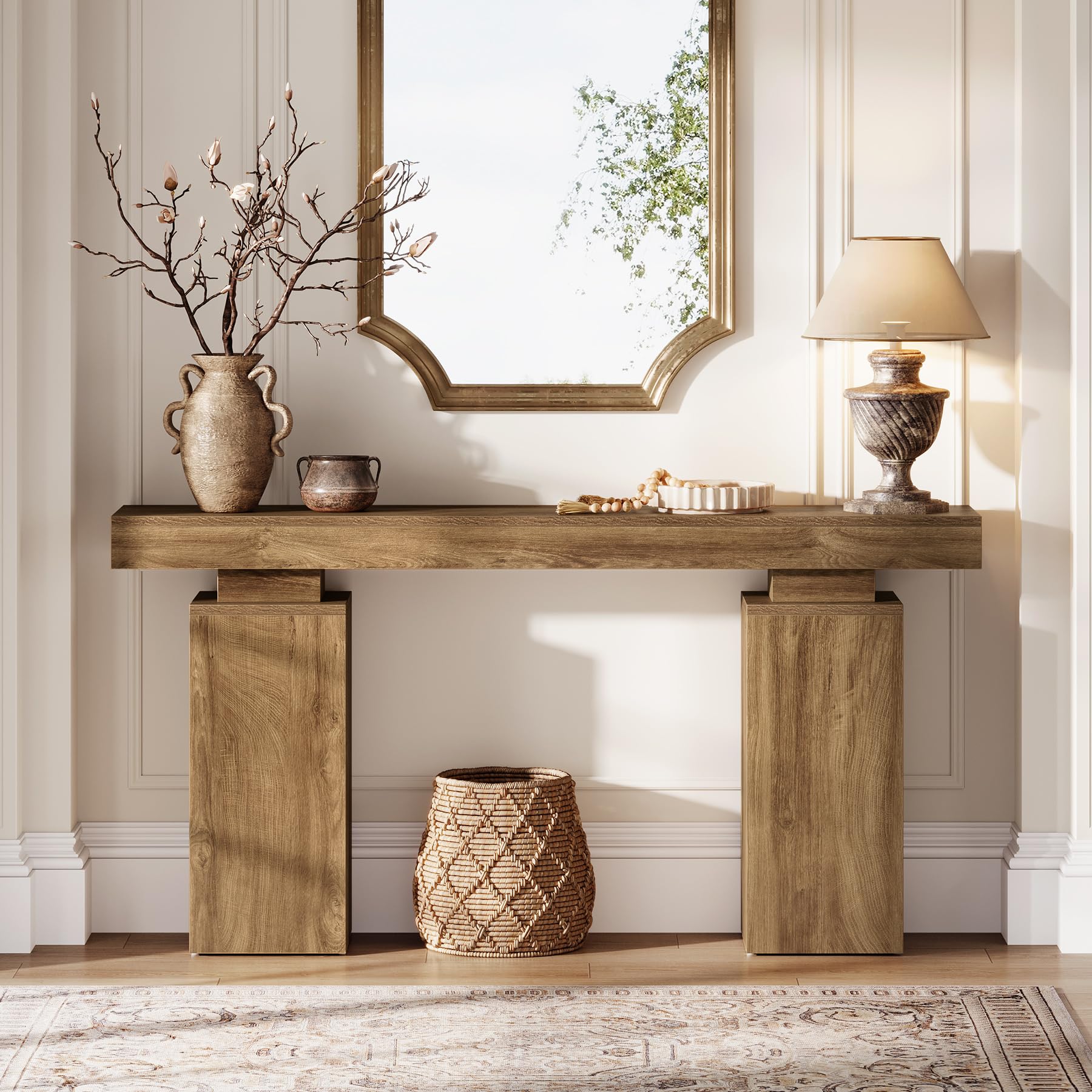 Tribesigns Mesa Consola de160 cm de Largo, Mesa de Entrada de Granja detrás del sofá, Mesa de Entrada de Madera para vestíbulo, Muebles Modernos para decoración de Sala de Estar, Entrada (Natural)