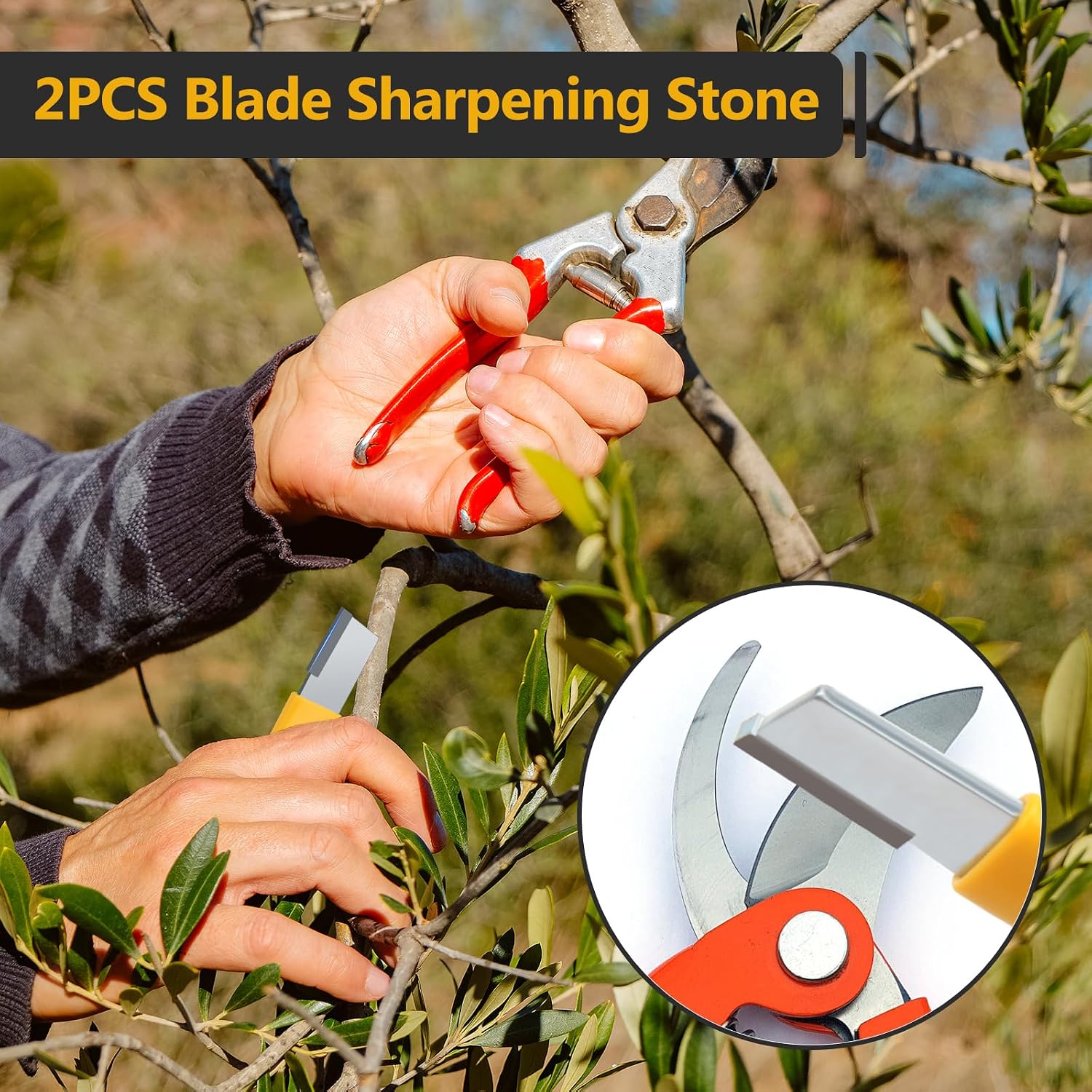 2P Garden Tool Sharpener, Pocket Knife Sharpener Blade Sharpening