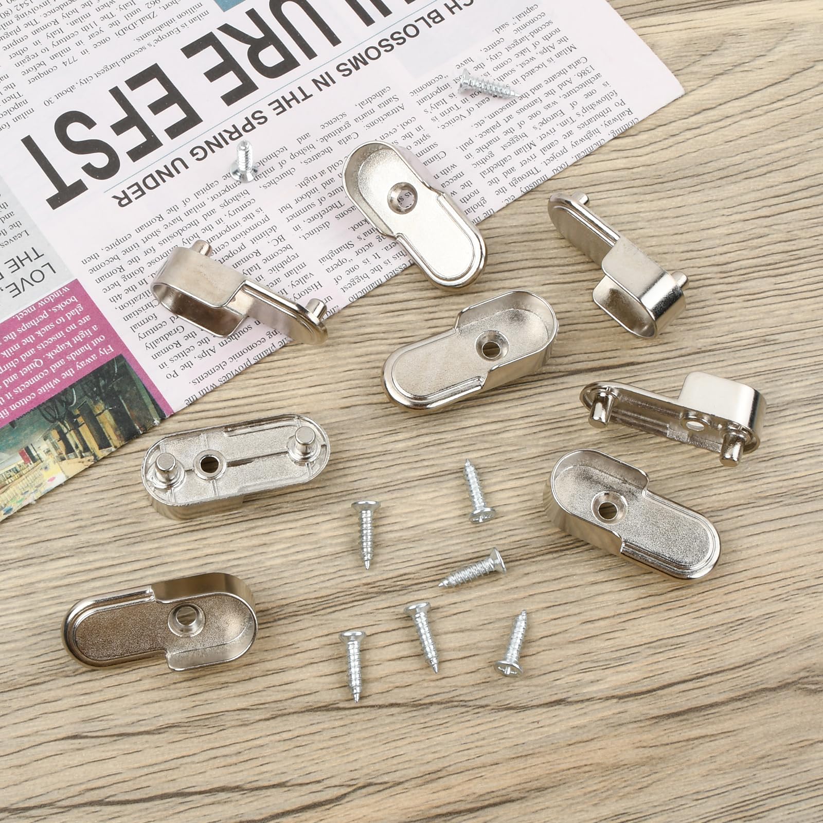 Supports De Tringle à Vêtements - Lot De 8 En Alliage Zinc - Pour Rail Ovale 16mm - Fixation Facile Avec Vis Incluses