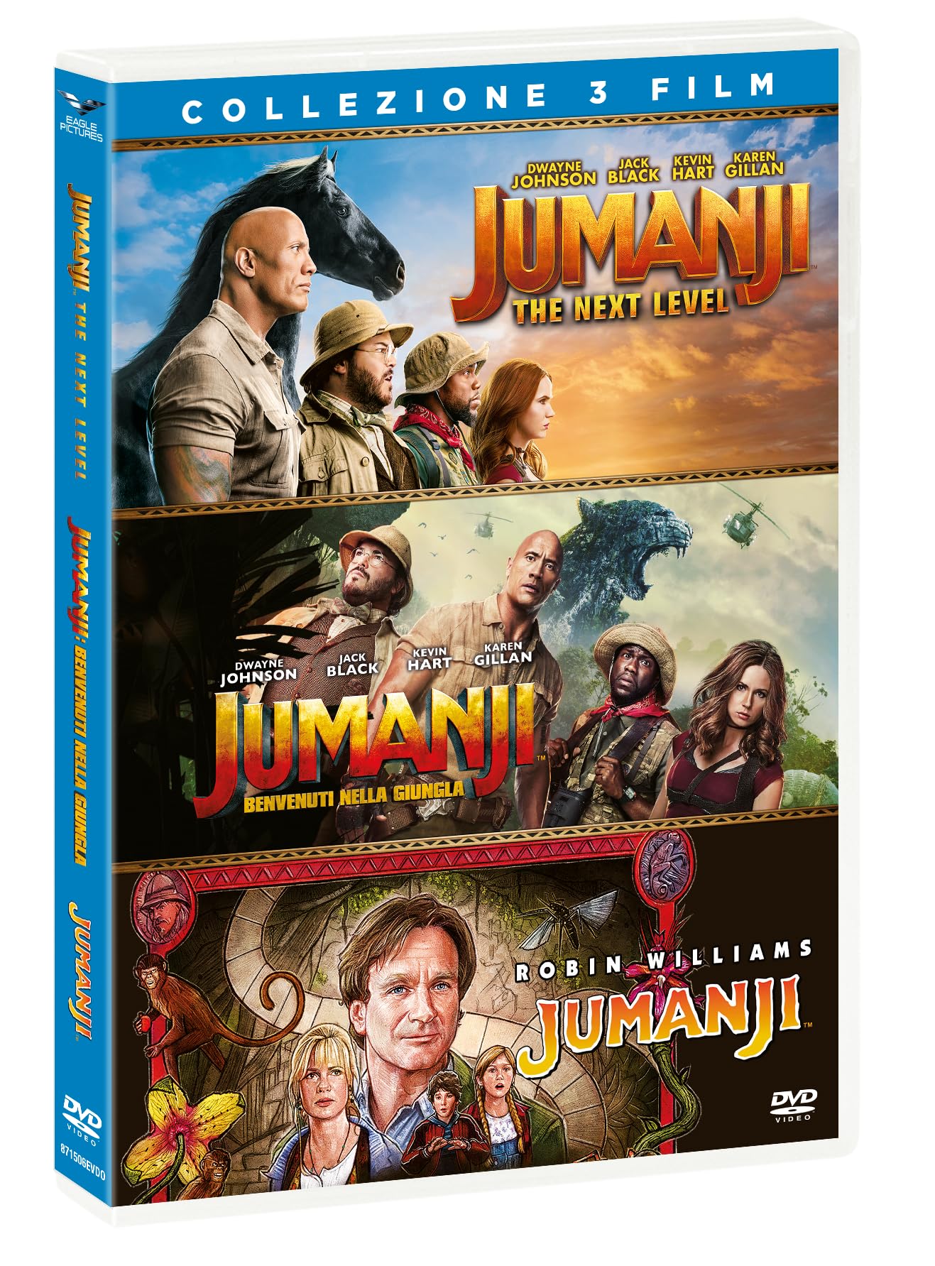 DVD Jumanji pack de 3 películas colección completa en formato físico original