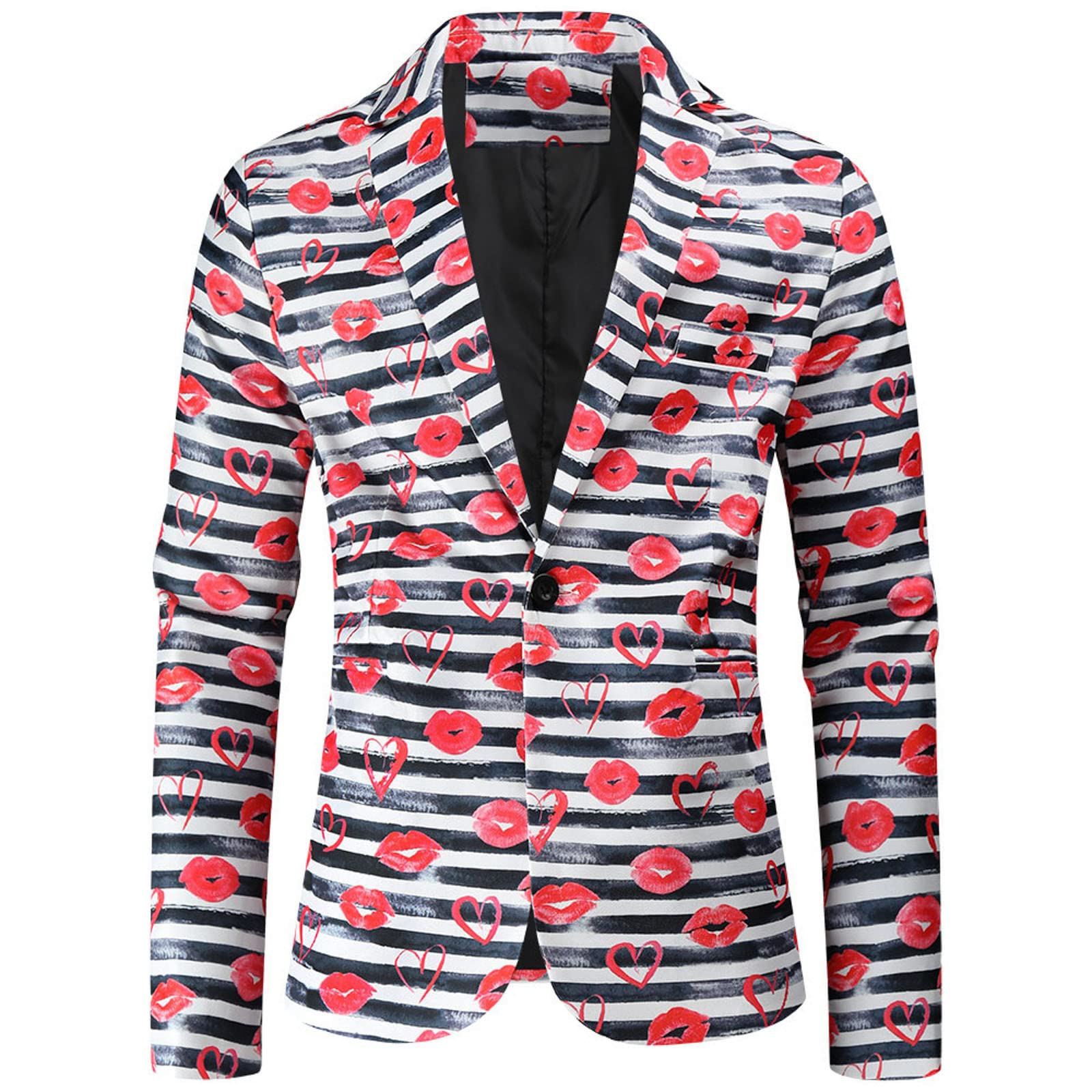 Blazer Uomo Slim Fit Formale Elegante Giacca di moda per gli uomini giacca casual fibbia risvolto abito stampato singolo petto giacche di moda con un bottone, Le Noir, XL