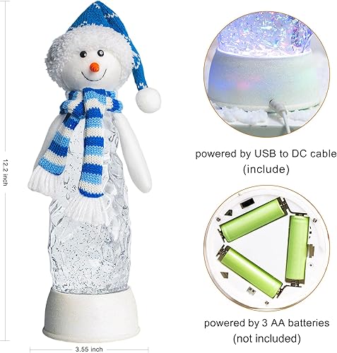 Miniatura 5 de Linterna de globo de nieve de Navidad, decoración de interiores, muñeco de nieve de Navidad con música, temporizador de 6 horas, linterna iluminada