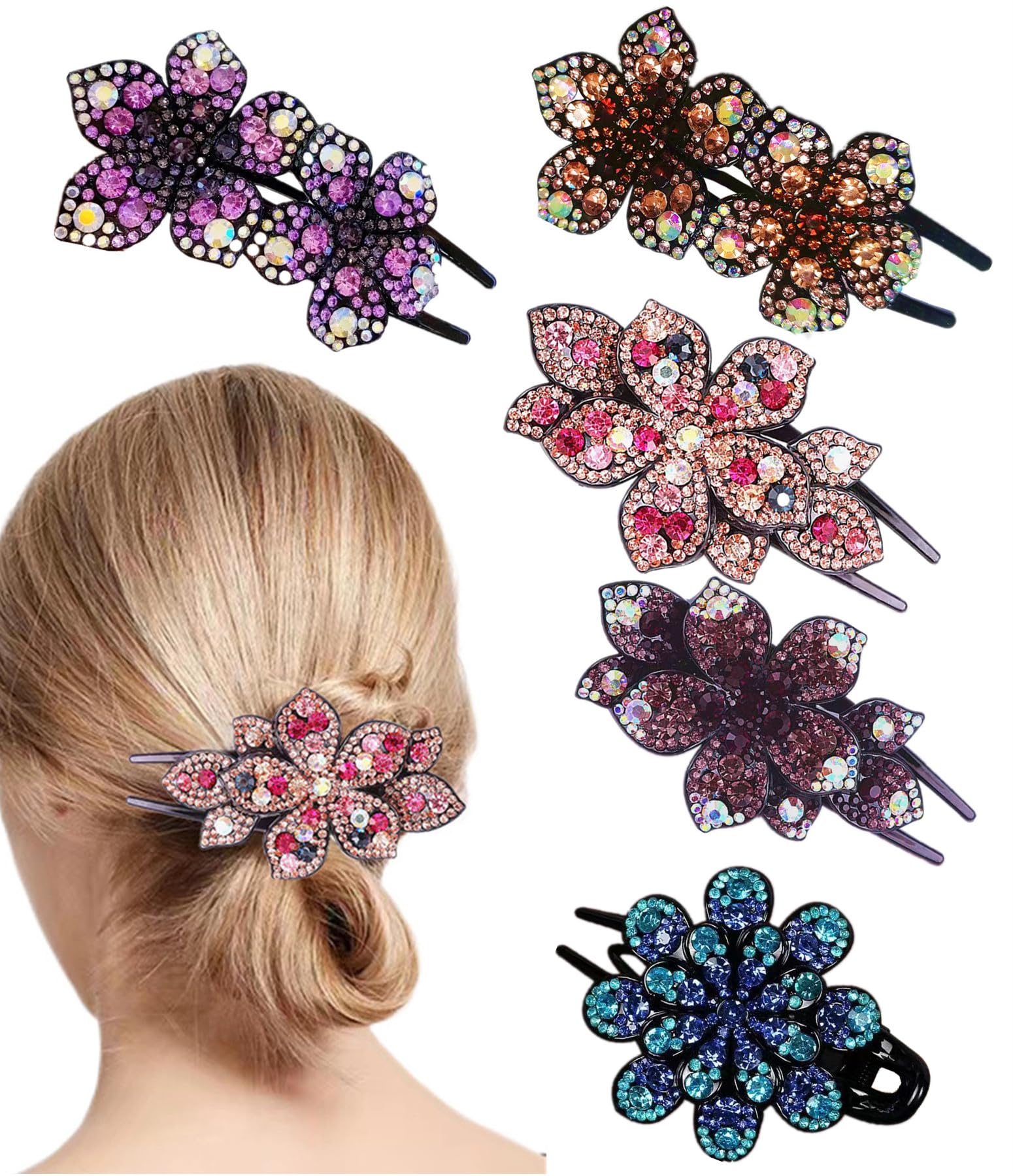 Amazon.com : 5 Pcs double flower decorative jeweled 