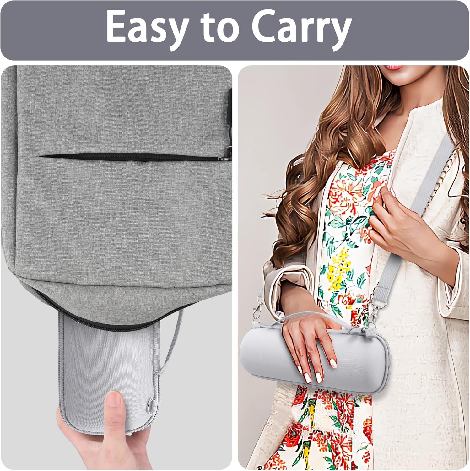 Aenllosi for JBL Flip 7/6/ 5 Protable Bluetooth Speaker Hard Case with Adjustable Shoulder Strap, White (Case Only) - Image 6