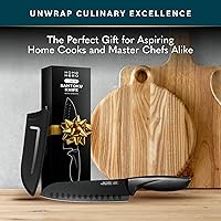 Vista 7 de Home Hero 2 cuchillos Santoku con funda, cuchillo de corte de acero inoxidable de alto carbono con mango ergonómico, cuchillo de cocina multiusos