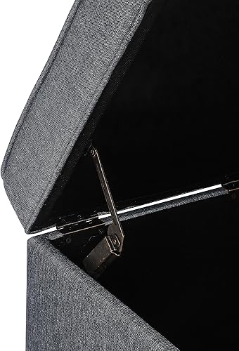 Miniatura 15 de Adeco Taburete de almacenamiento con diseño de escritura de tela, tapa con bisagras, patas de madera maciza, otomanas de 18 pulgadas de altura y 3D