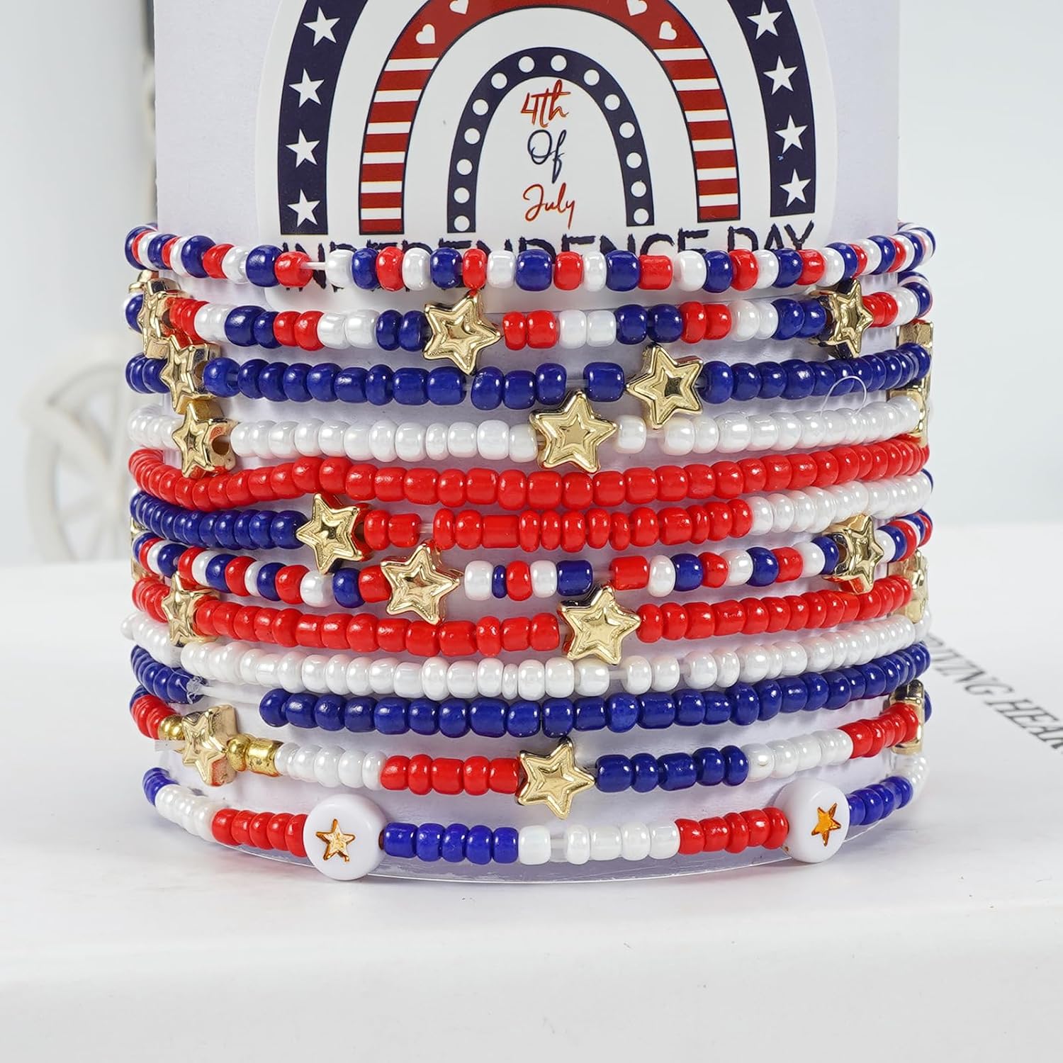 Ardorchid USA Flag Bracelets Valentine's Day Heishi Bracelets St. Patrick's Mardi Gras Beaded Bracelets Easter Rainbow Juneteenth Rasta Bracelets