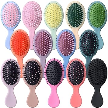14 Pack Mini Detangling Brush Toddler Detangler Hair Brushes Set Pocket Travel Hair Brush Soft Bristles Wet Dry Small Brushes for Hair Multi Pack Small Hairbrush for Baby Kids Women Girls, 14 Colors