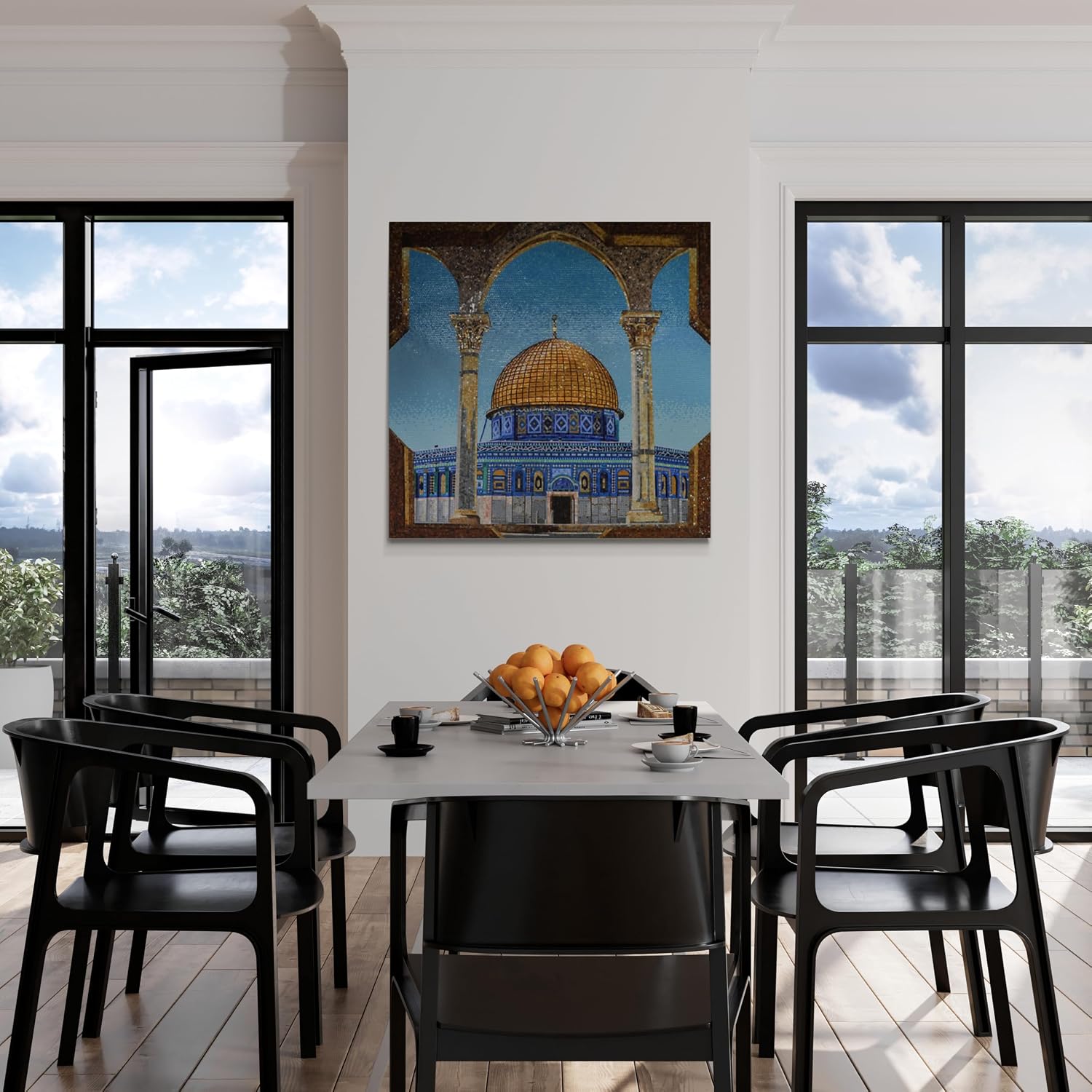Handmade Dome of the Rock Glass Mosaic Wall Art, Architectural Tile Mosaic Artwork, Hand-Cut Contemporary Religious Wall Décor