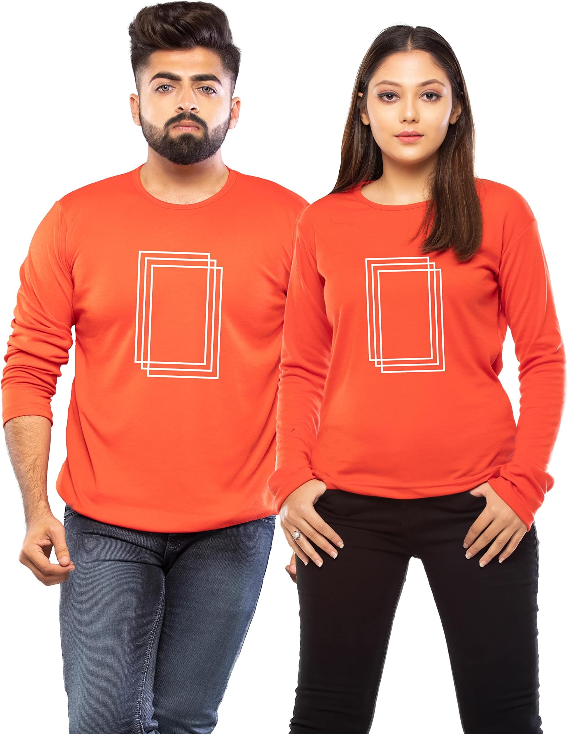 Lappen FashionCouple’s Printed T-Shirt | Combo of Full sleeve Tshirts | Cotton Round Neck | Trendy & Stylish Look | Pre Wedding Tees | Square Theme – Set of 1