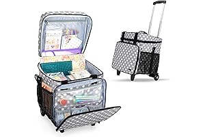 LUXJA Rolling Scrapbook Tote, Scrapbook Bag with Detachable Dolly