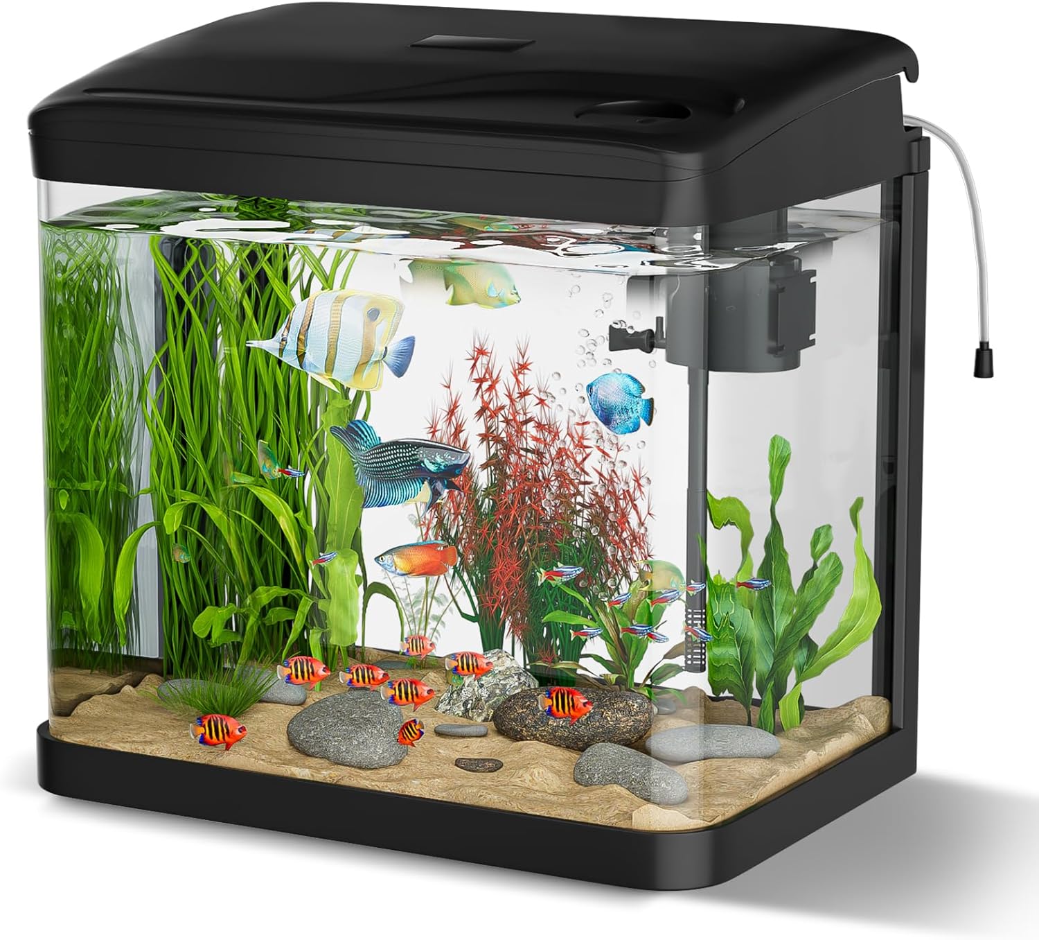 15L Aquarium Complete Set, Gukkk Nano Aquarium Stall Anfängerpool mit LED-Beleuchtung und eingebaut 15L Aquarium Complete Set, Gukkk Nano Aquarium Stall Anfängerpool mit LED-Beleuchtung und eingebaut