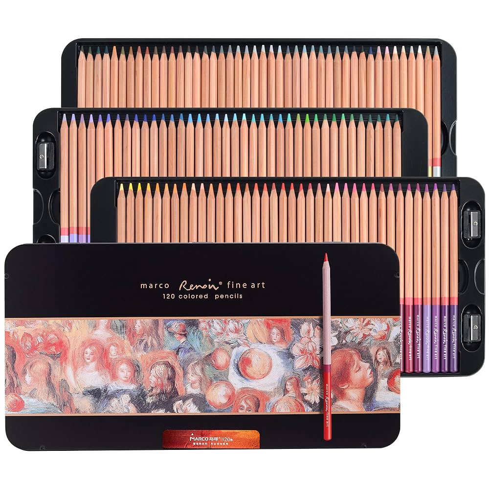 marco 色鉛筆　120色 Amazon | Marco プロ用色鉛筆 油性 120色, 大人の 重ね塗