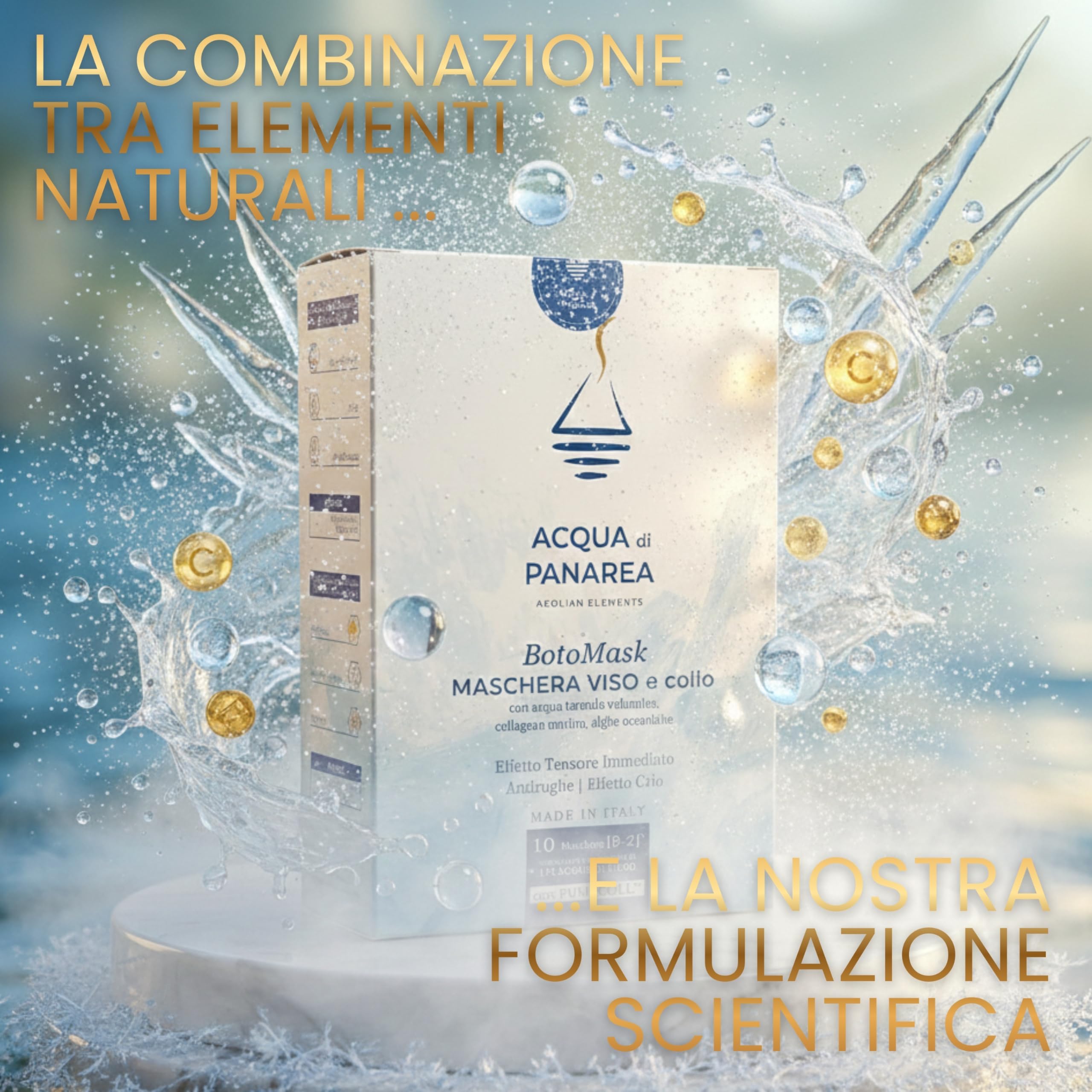 BotoMask Maschera Viso Effetto Tensore Immediato – Trattamento Rinfrescante e Levigante, Pelle Più Compatta e Luminosa – Maschera Idratante Anti-Stanchezza