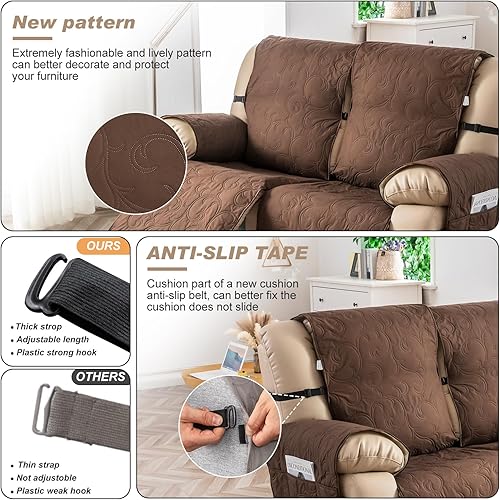 Miniatura 3 de Genina Fundas de sofá para sofá de 2 cojines, 100% impermeables, fundas de sofá reclinable de 3 asientos para sofás reclinables, protector de