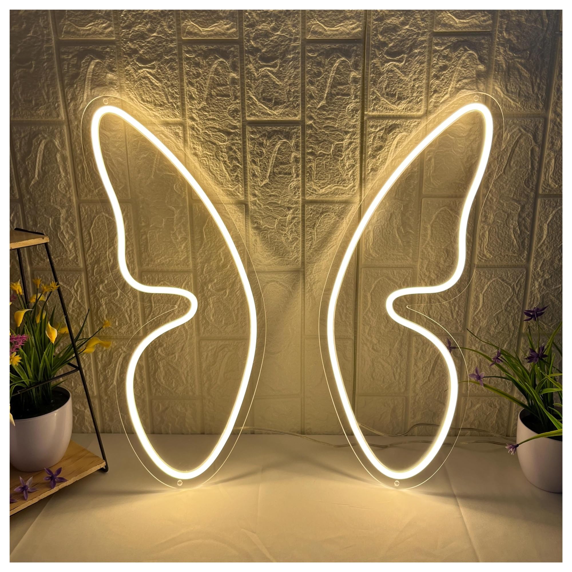 RONGCH Hanging Art Signs Butterfly Neon Sign Double Wings Gameroom Bedroom Bar Livingroom Birthday Party Wall Decoration 40cm